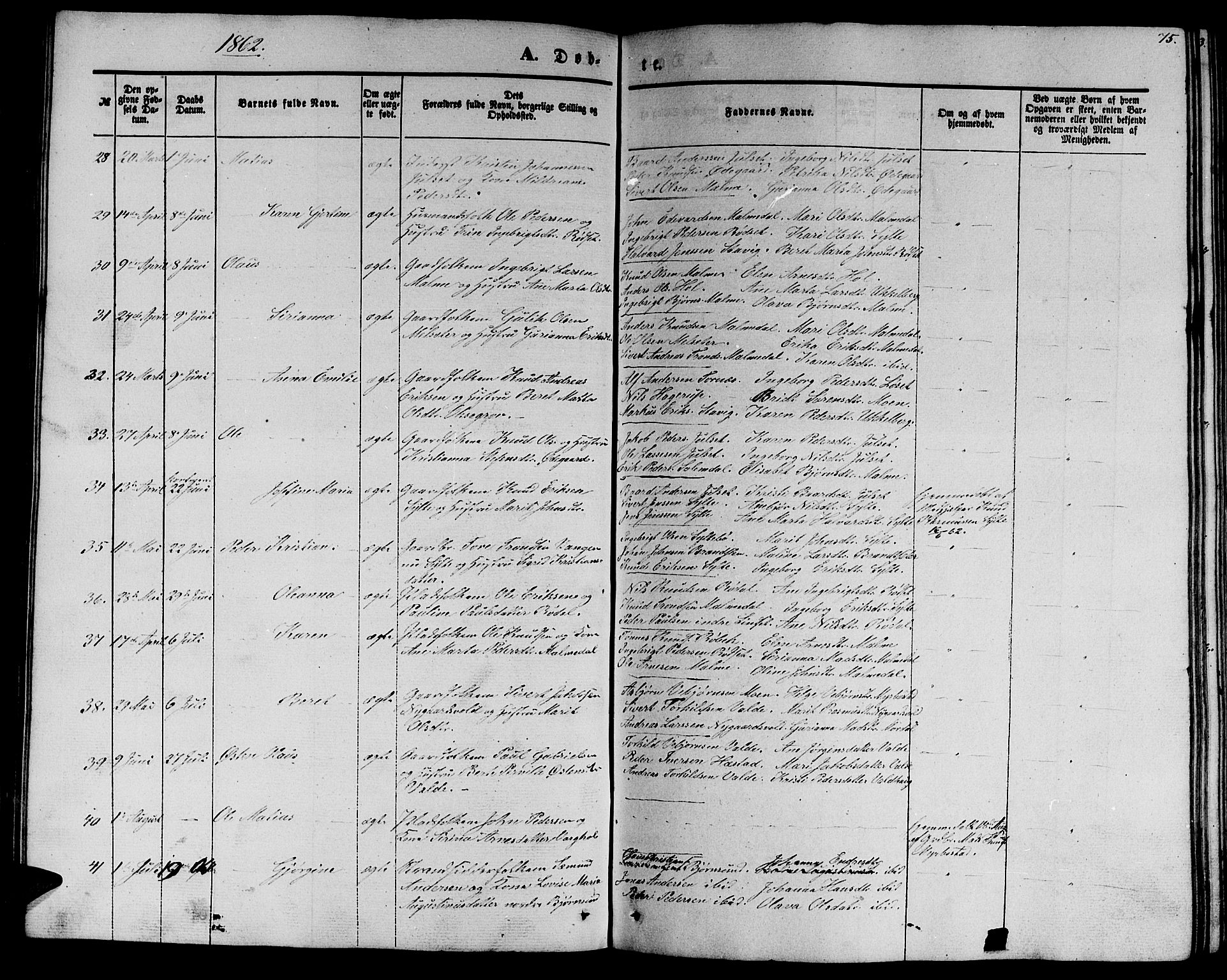 Ministerialprotokoller, klokkerbøker og fødselsregistre - Møre og Romsdal, SAT/A-1454/565/L0753: Klokkerbok nr. 565C02, 1845-1870, s. 75