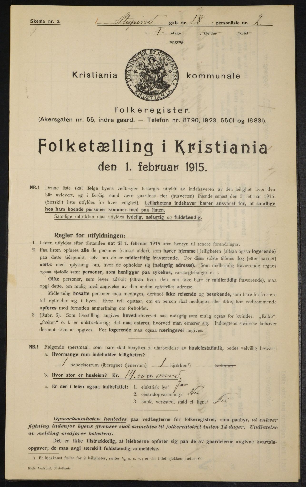 OBA, Kommunal folketelling 1.2.1915 for Kristiania, 1915, s. 104771