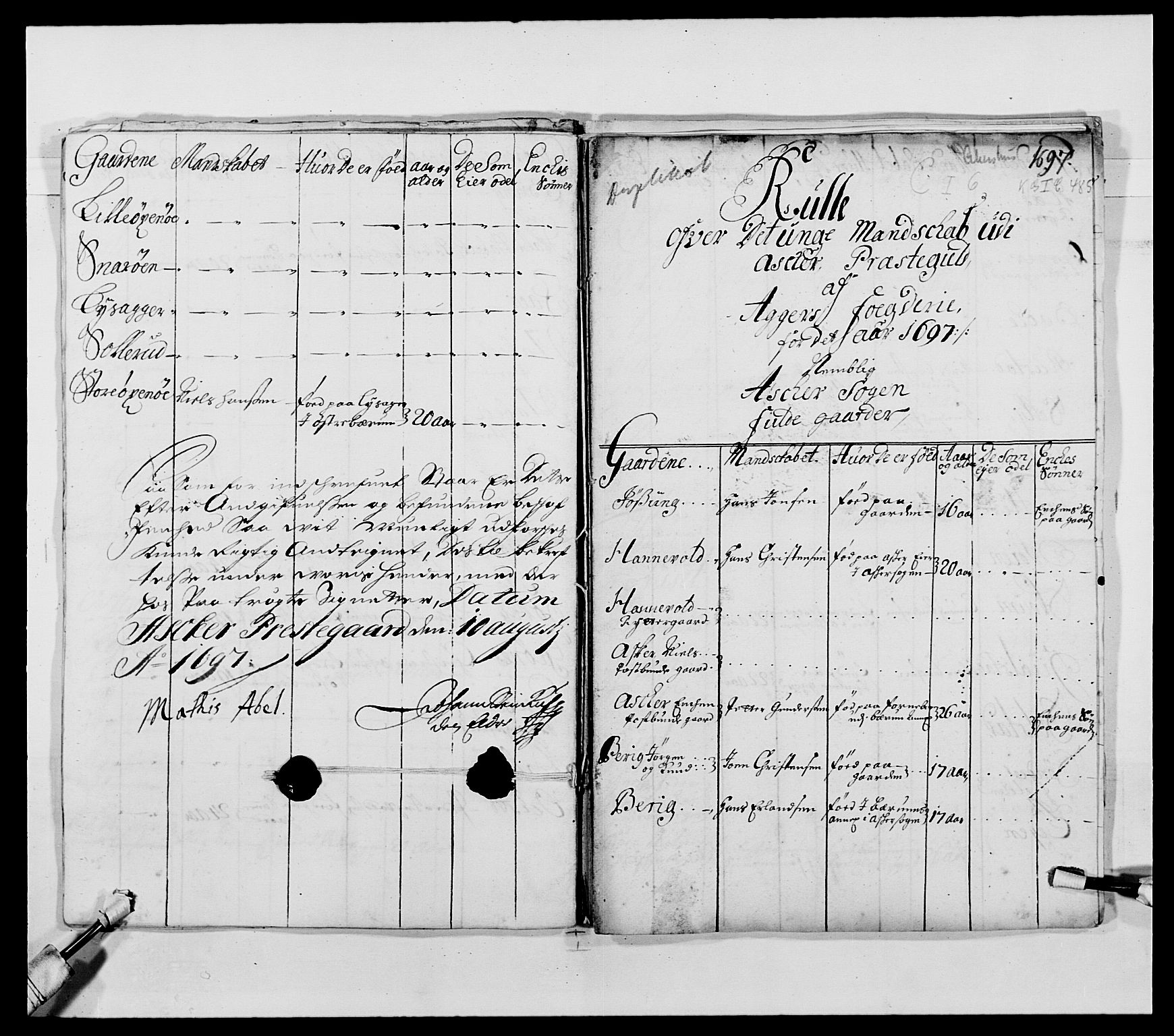 Kommanderende general (KG I) med Det norske krigsdirektorium, AV/RA-EA-5419/E/Ea/L0485: Akershusiske regiment, 1697-1706, s. 65