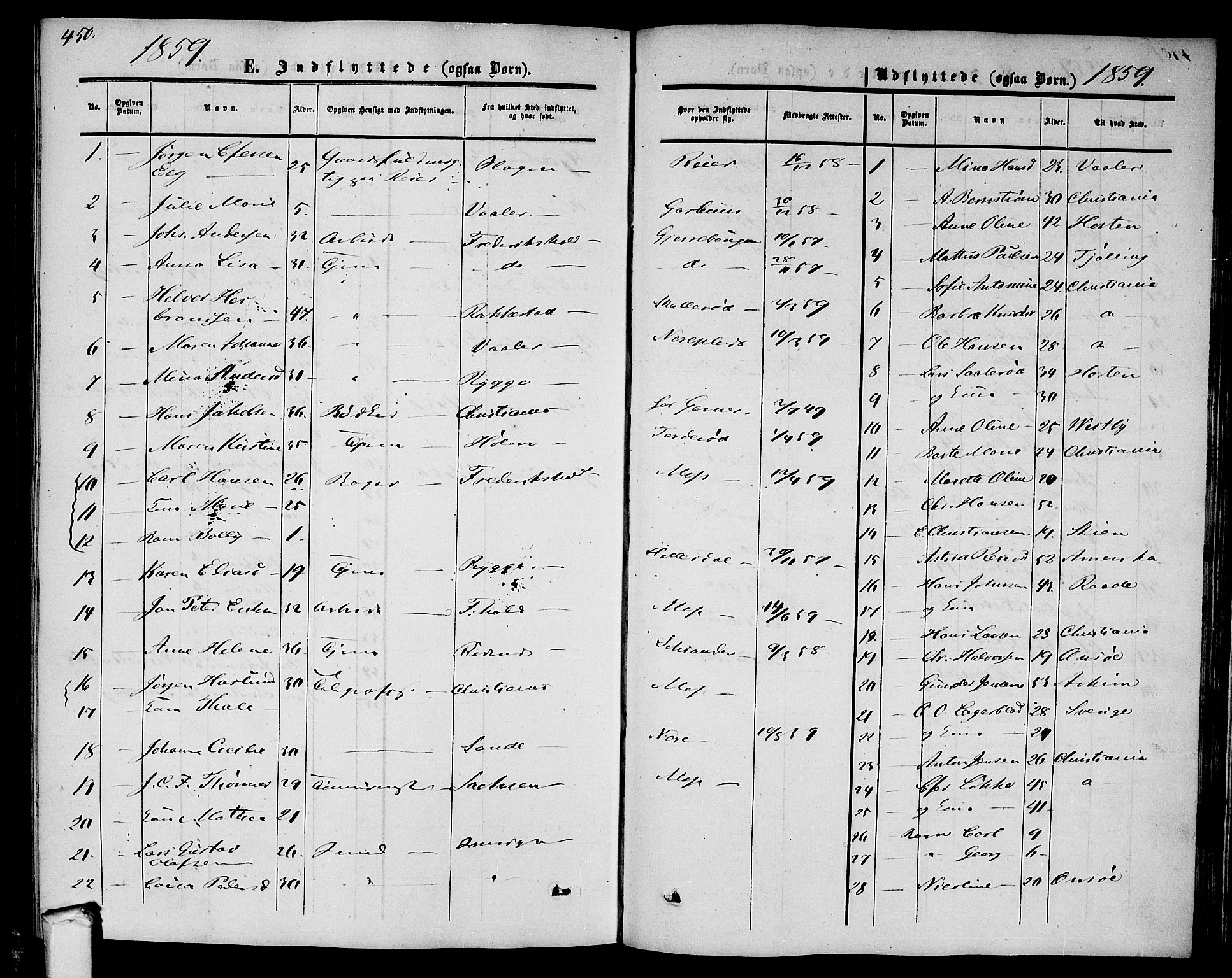 Moss prestekontor Kirkebøker, AV/SAO-A-2003/G/Ga/L0002: Klokkerbok nr. I 2, 1852-1871, s. 450