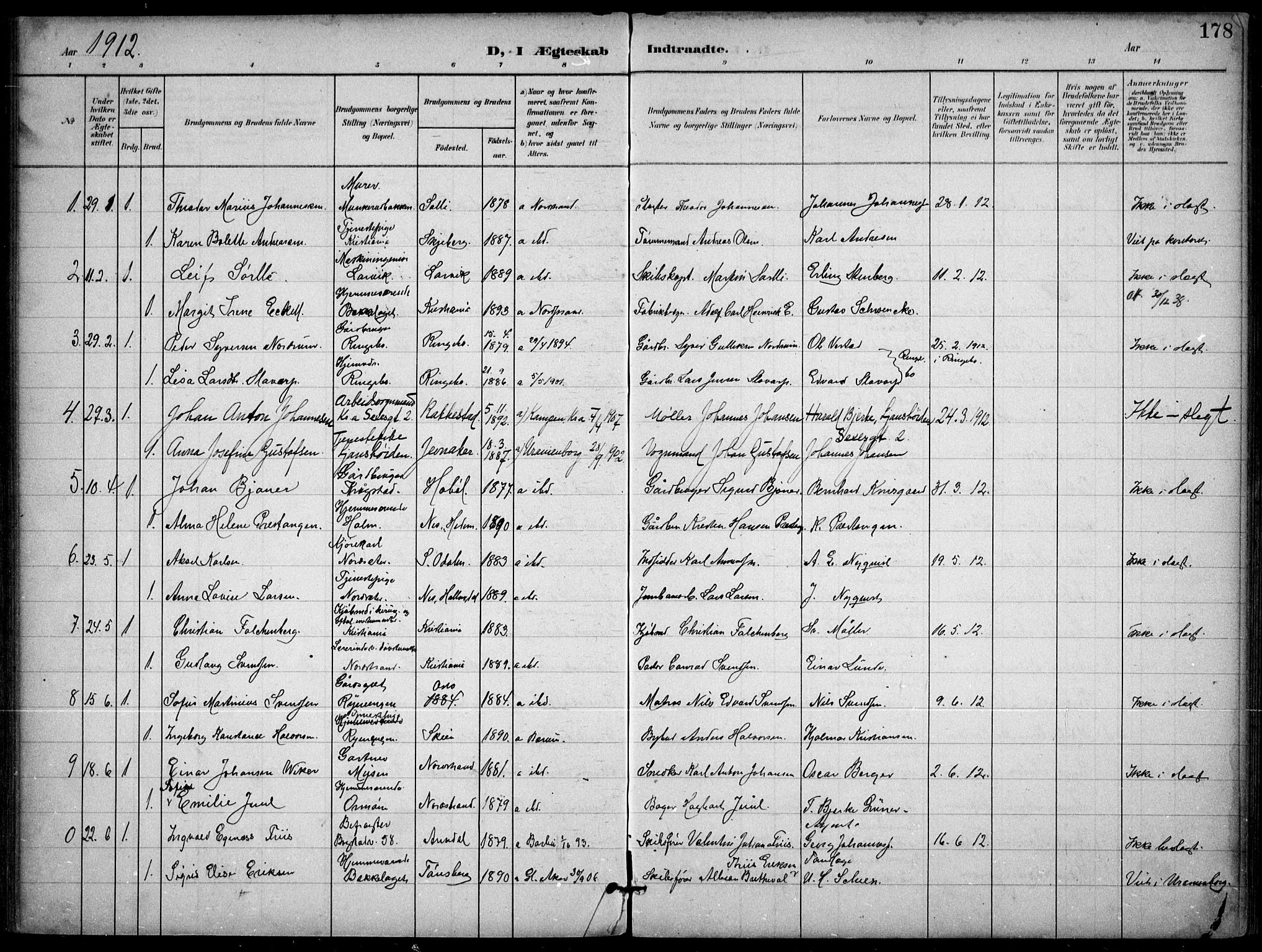 Nordstrand prestekontor Kirkebøker, AV/SAO-A-10362a/F/Fa/L0001: Ministerialbok nr. 1, 1900-1914, s. 178