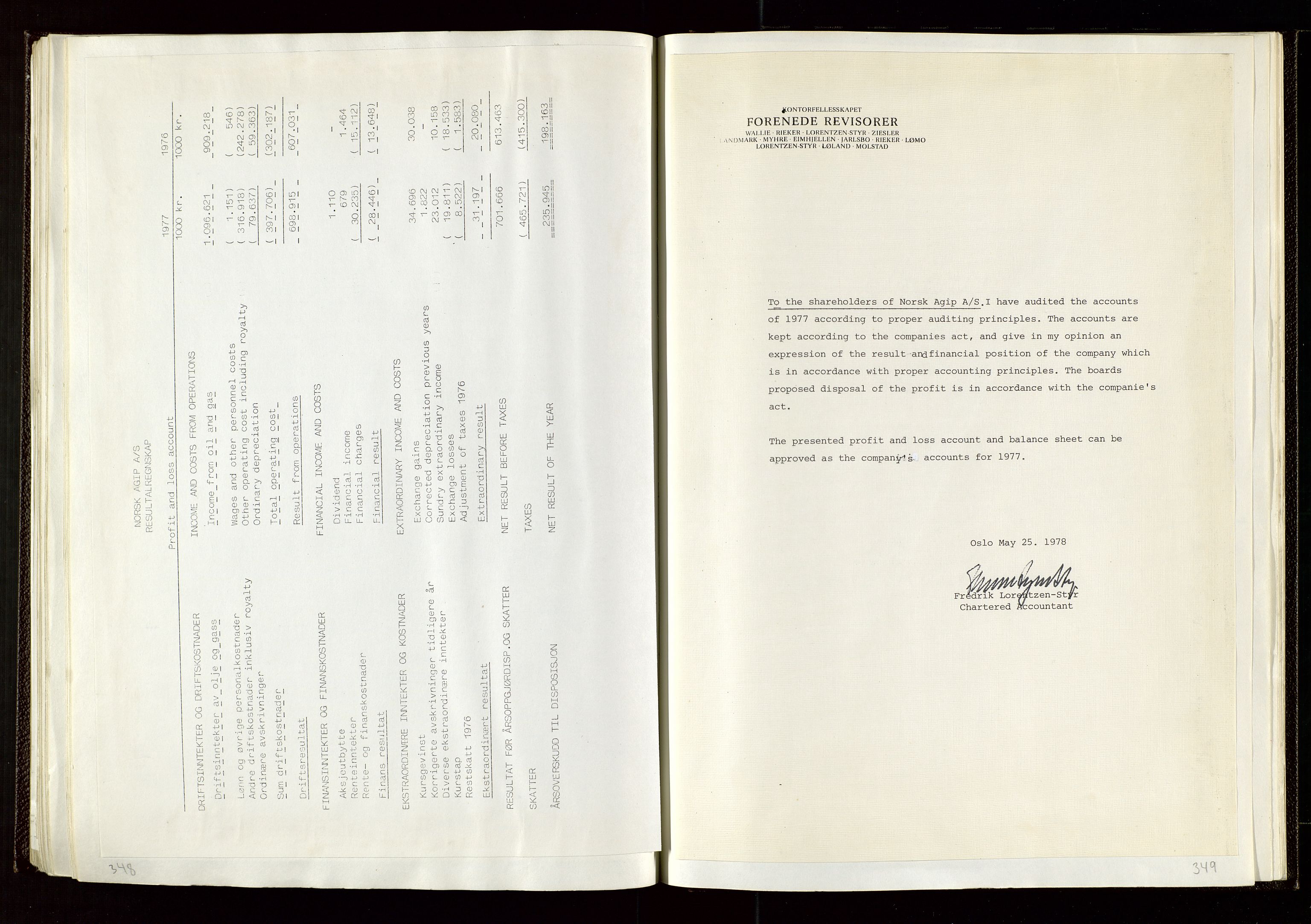 Pa 1583 - Norsk Agip AS, AV/SAST-A-102138/A/Aa/L0002: General assembly and Board of Directors meeting minutes, 1972-1979, s. 348-349