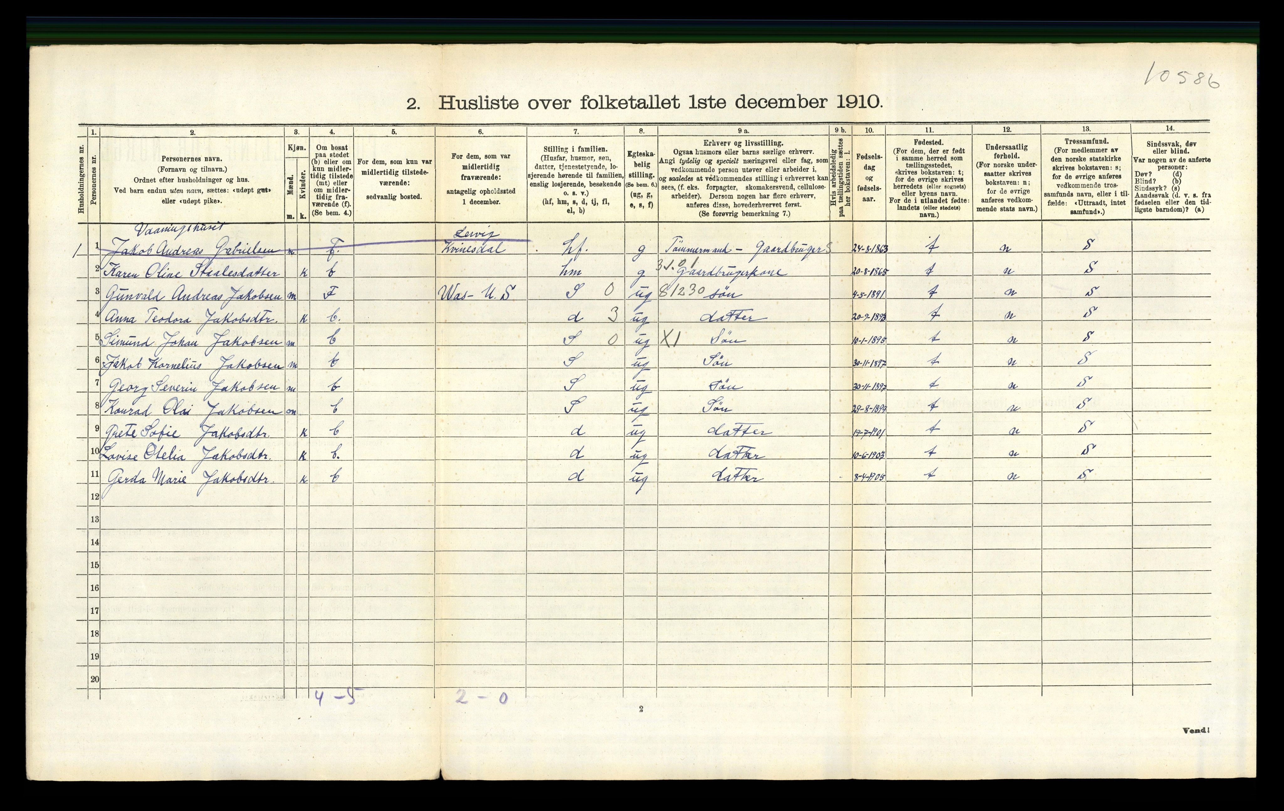 RA, Folketelling 1910 for 1037 Liknes herred, 1910, s. 903