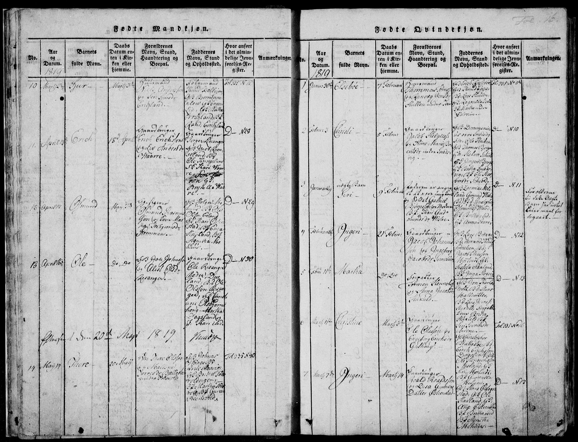 Skjold sokneprestkontor, SAST/A-101847/H/Ha/Haa/L0003: Ministerialbok nr. A 3, 1815-1835, s. 16