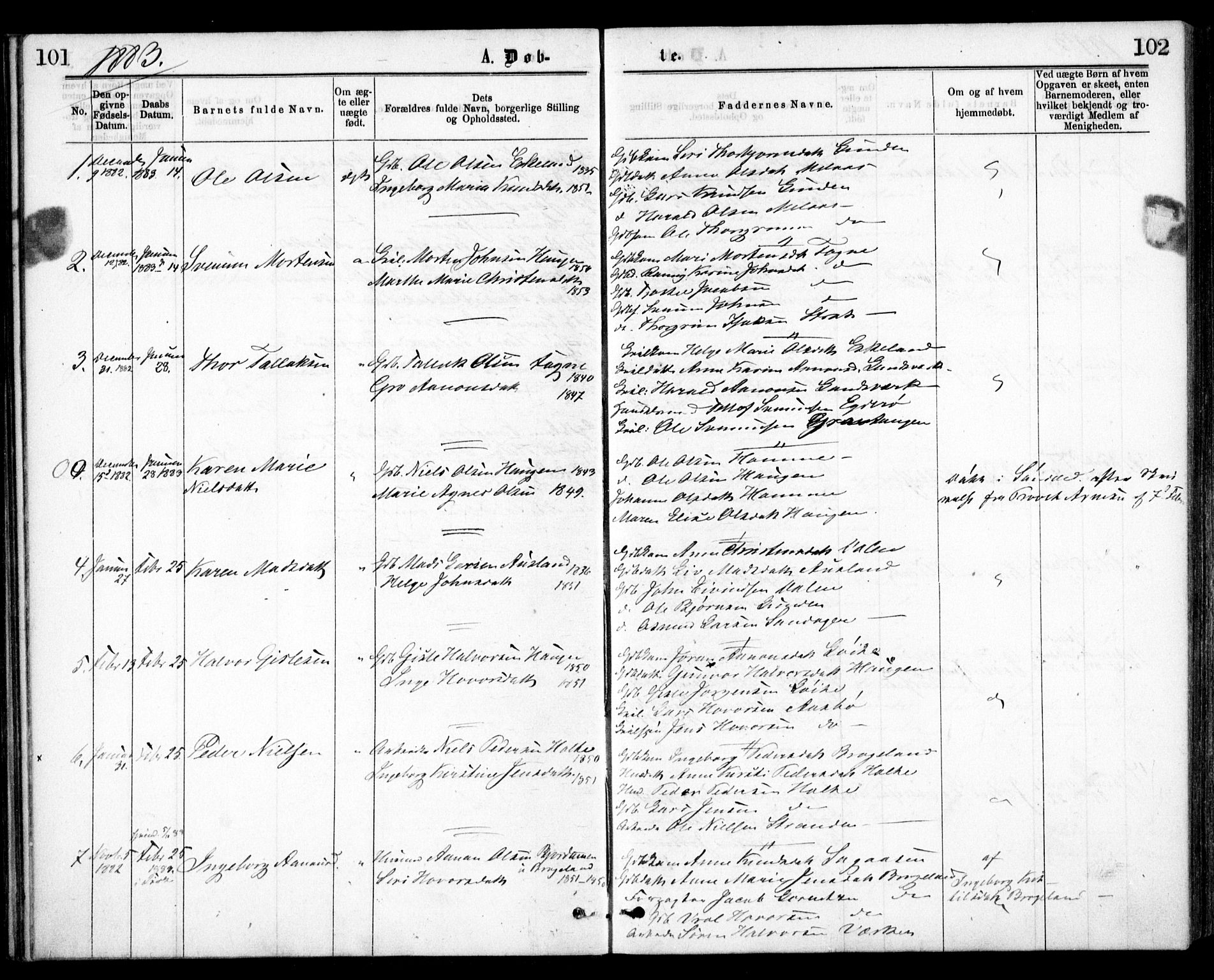 Gjerstad sokneprestkontor, AV/SAK-1111-0014/F/Fa/Faa/L0008: Ministerialbok nr. A 8, 1876-1884, s. 101-102
