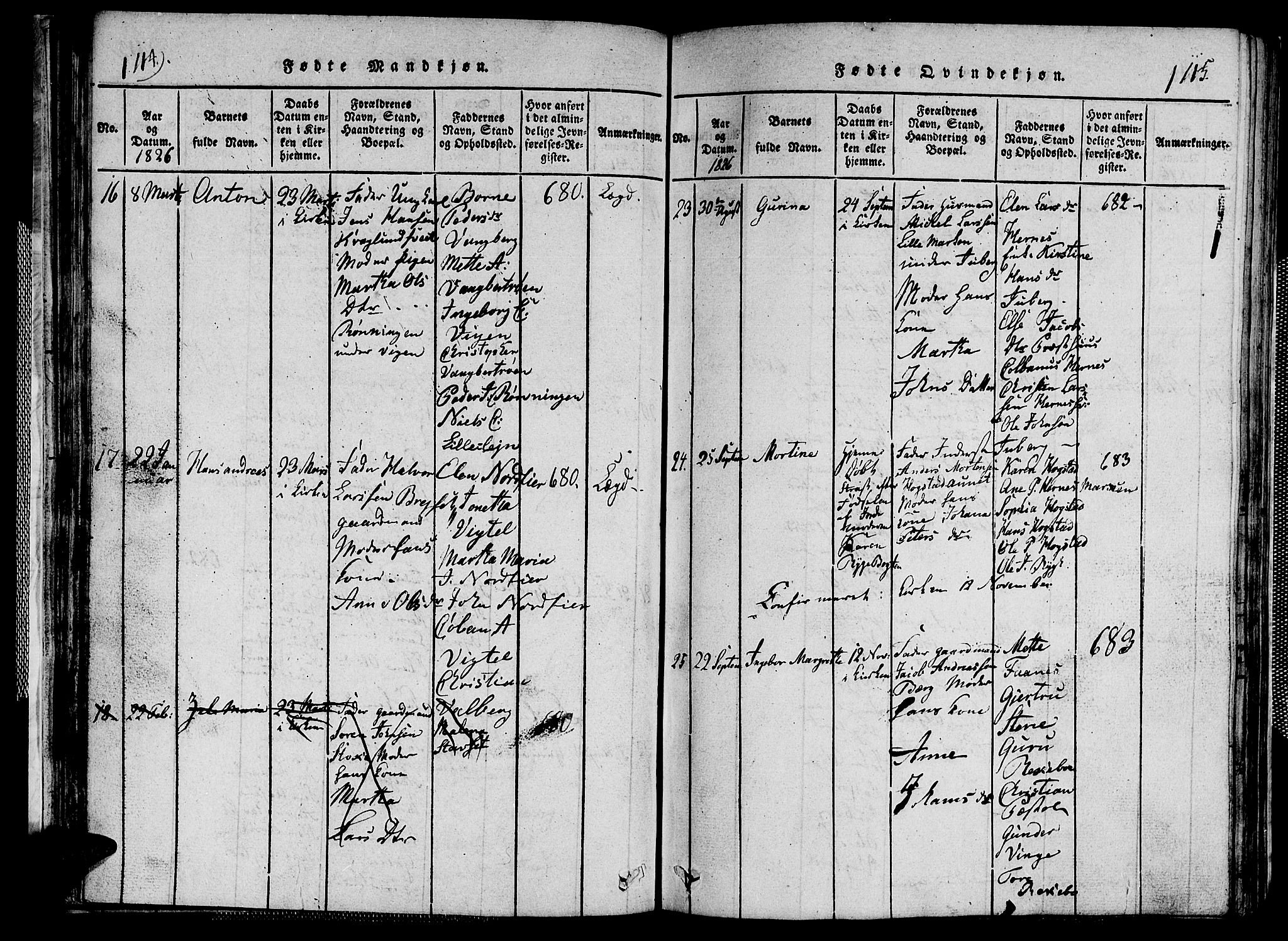 Ministerialprotokoller, klokkerbøker og fødselsregistre - Nord-Trøndelag, SAT/A-1458/713/L0124: Klokkerbok nr. 713C01, 1817-1827, s. 114-115