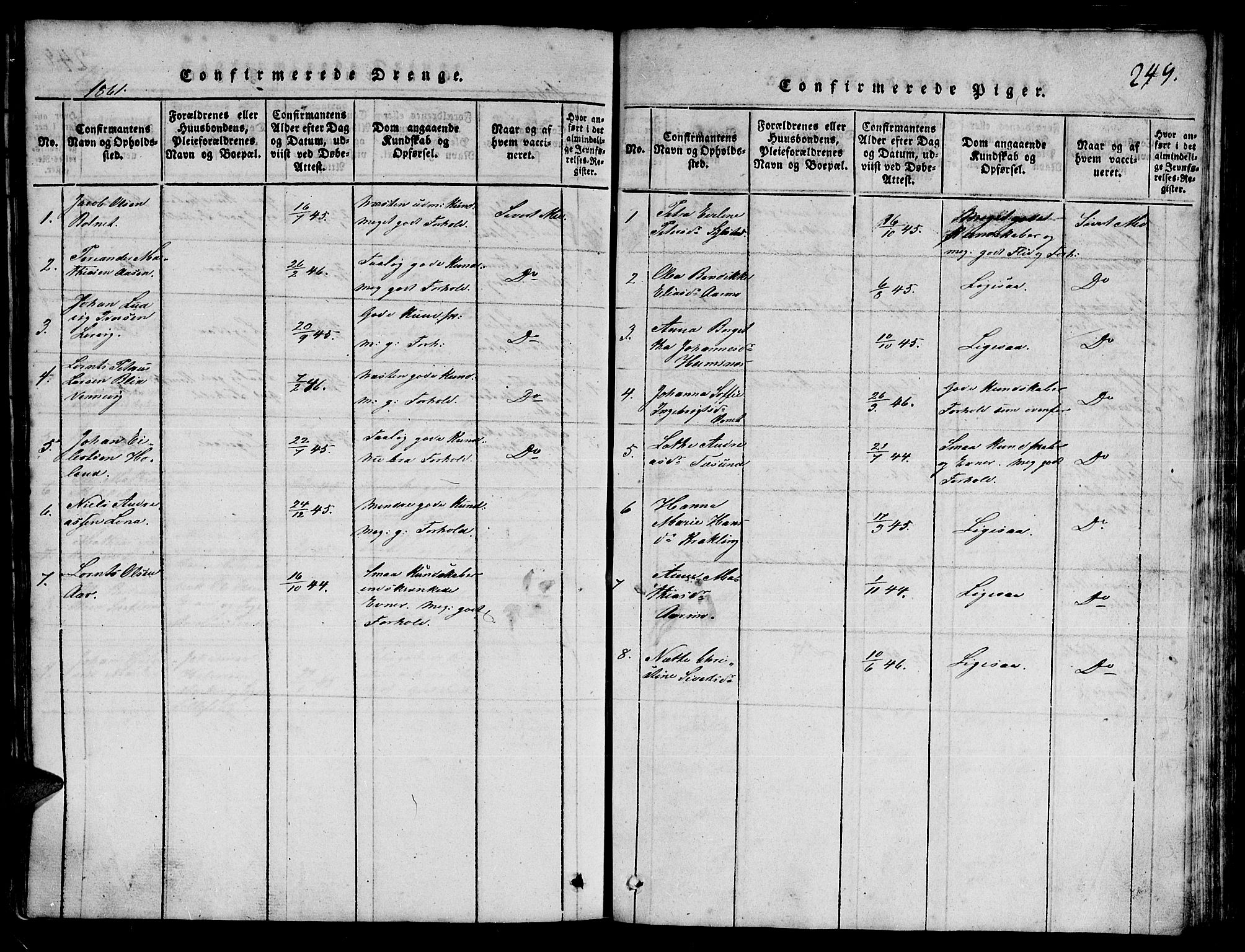 Ministerialprotokoller, klokkerbøker og fødselsregistre - Nord-Trøndelag, SAT/A-1458/780/L0648: Klokkerbok nr. 780C01 /3, 1815-1877, s. 249