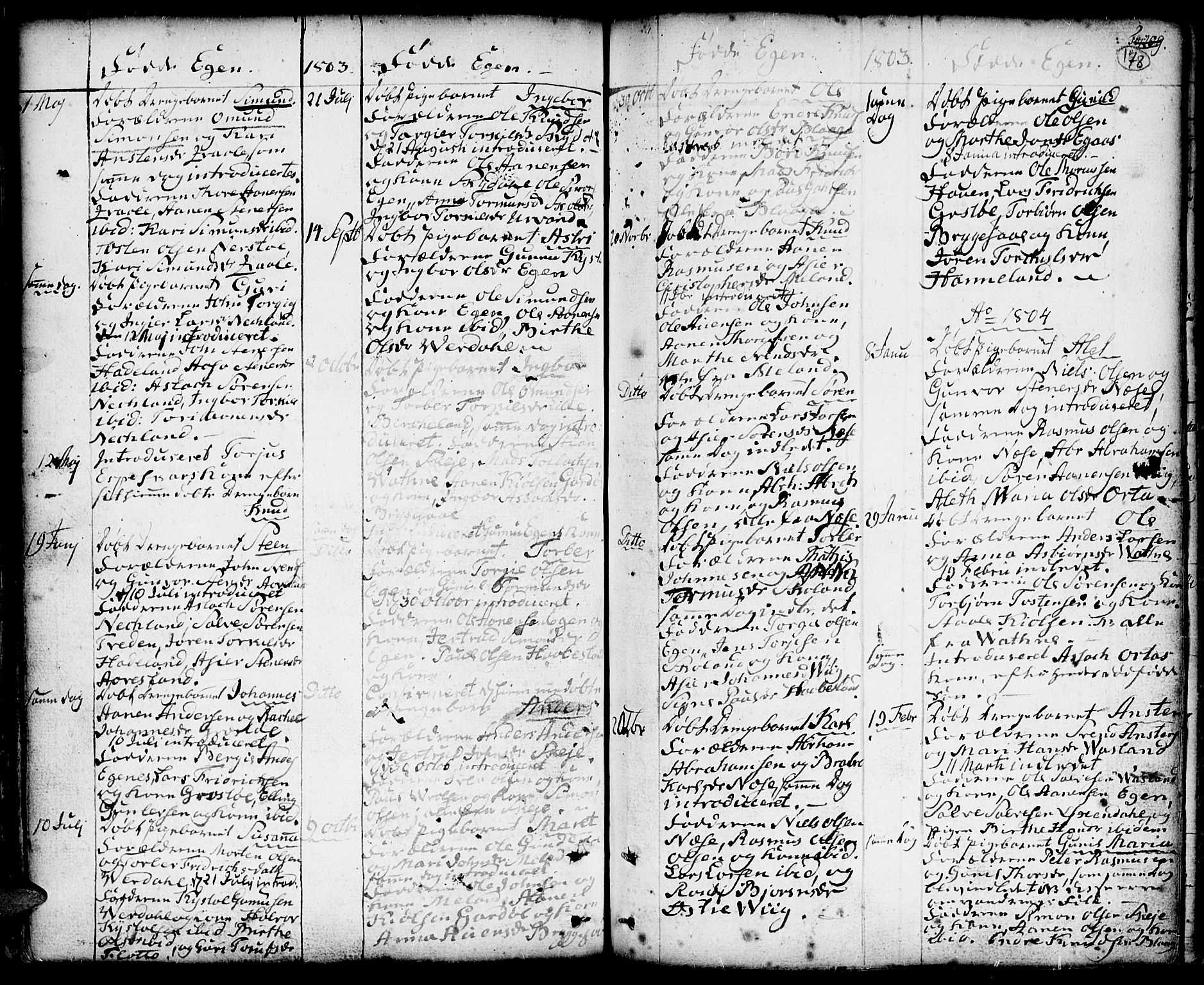 Hægebostad sokneprestkontor, AV/SAK-1111-0024/F/Fa/Faa/L0001: Ministerialbok nr. A 1 /2, 1760-1823, s. 178