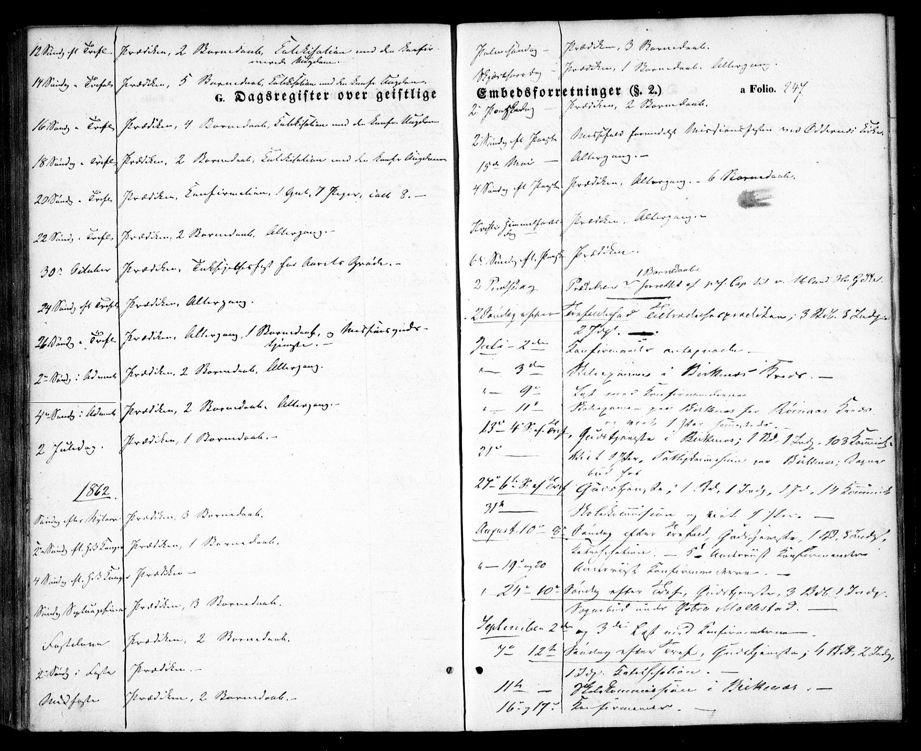 Birkenes sokneprestkontor, SAK/1111-0004/F/Fa/L0003: Ministerialbok nr. A 3, 1850-1866, s. 247