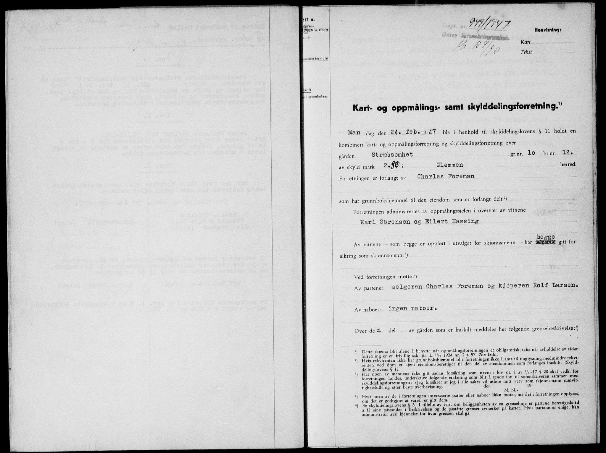 Onsøy sorenskriveri, SAO/A-10474/G/Ga/Gab/L0019b: Pantebok nr. II A-19 B, 1947-1947, Dagboknr: 949/1947