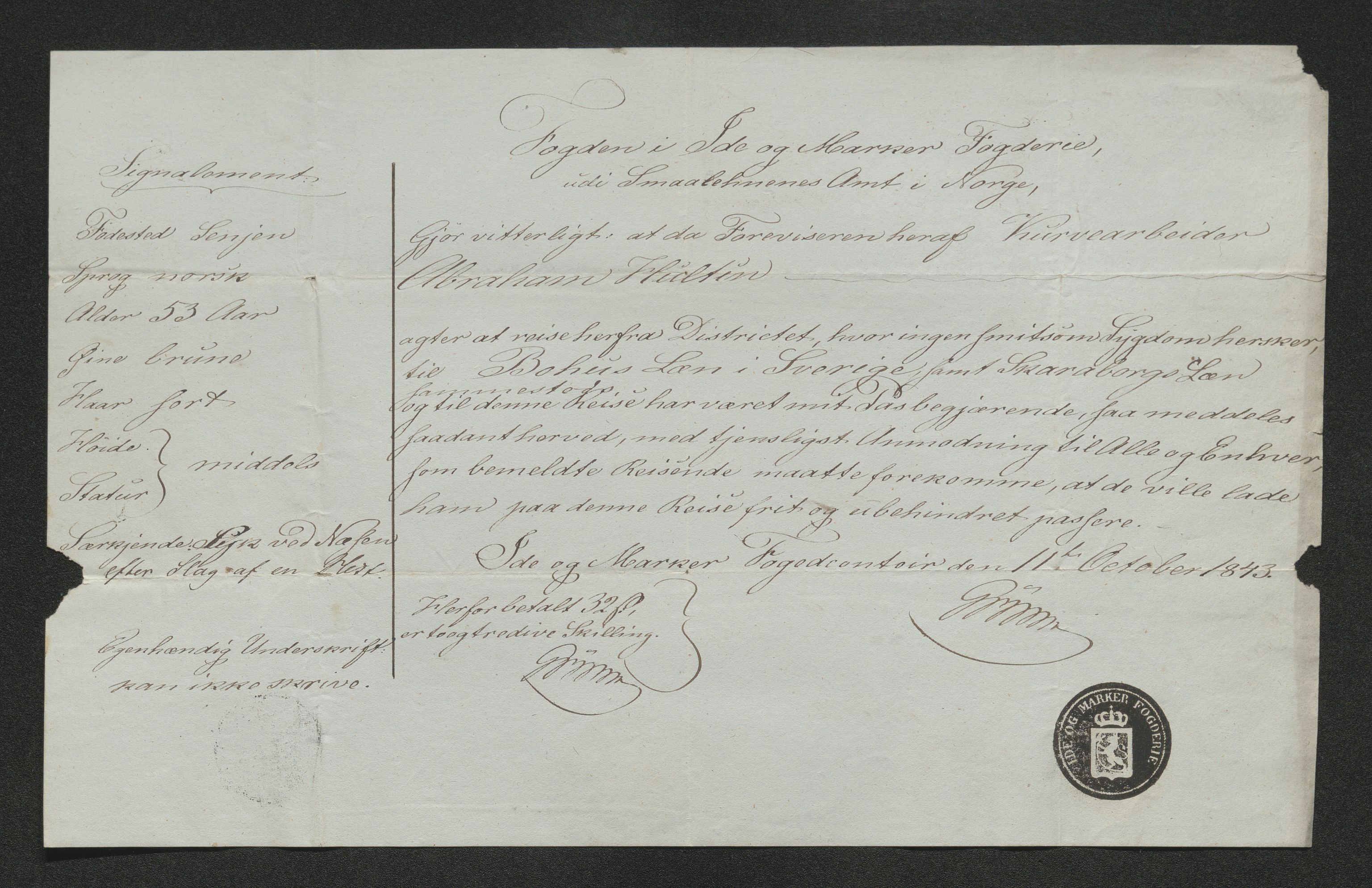 Drammen politikammer, SAKO/A-623/I/Ia/Iab/L0007: Innleverte pass, 1843-1844, s. 353
