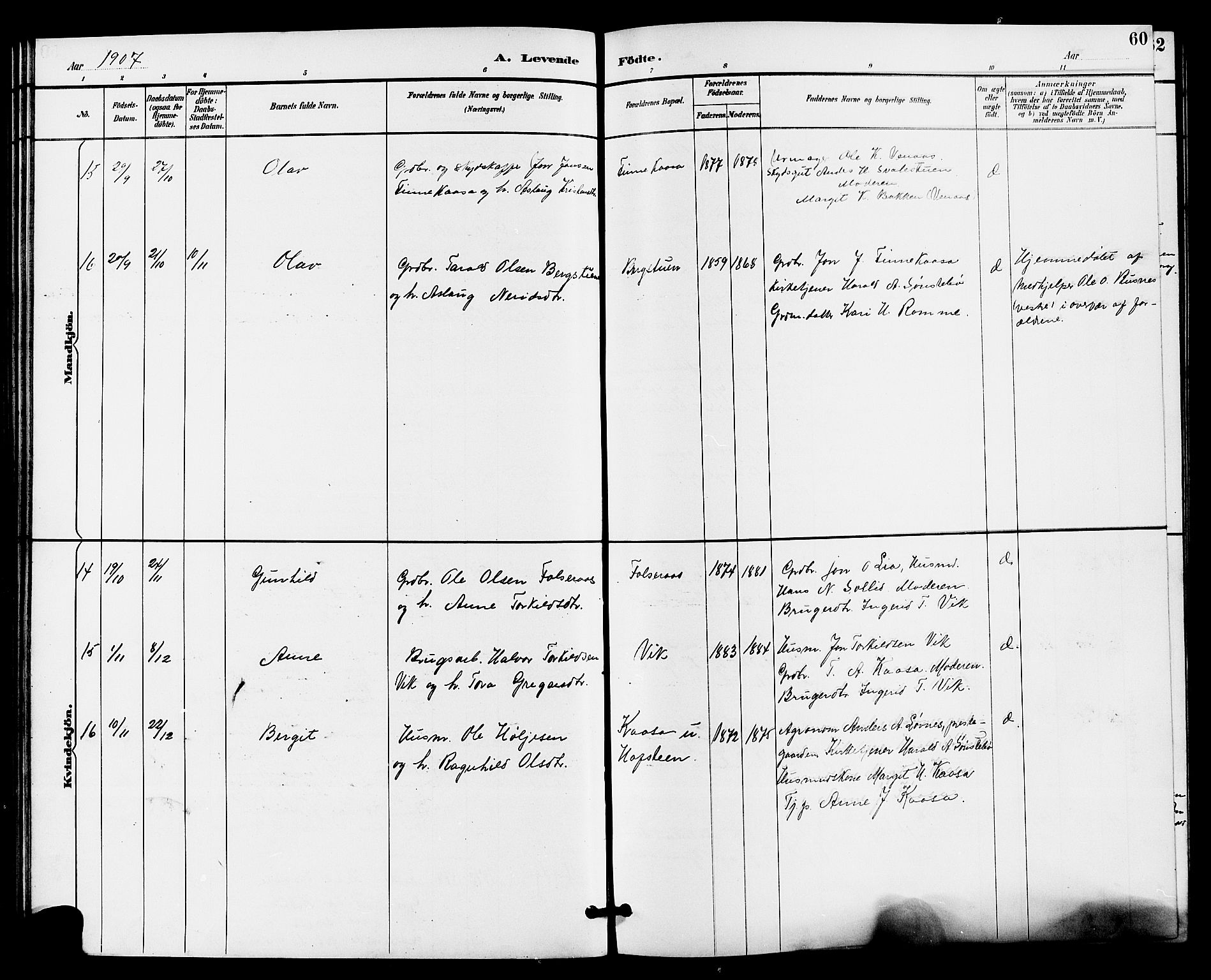 Gransherad kirkebøker, AV/SAKO-A-267/G/Ga/L0003: Klokkerbok nr. I 3, 1887-1915, s. 60