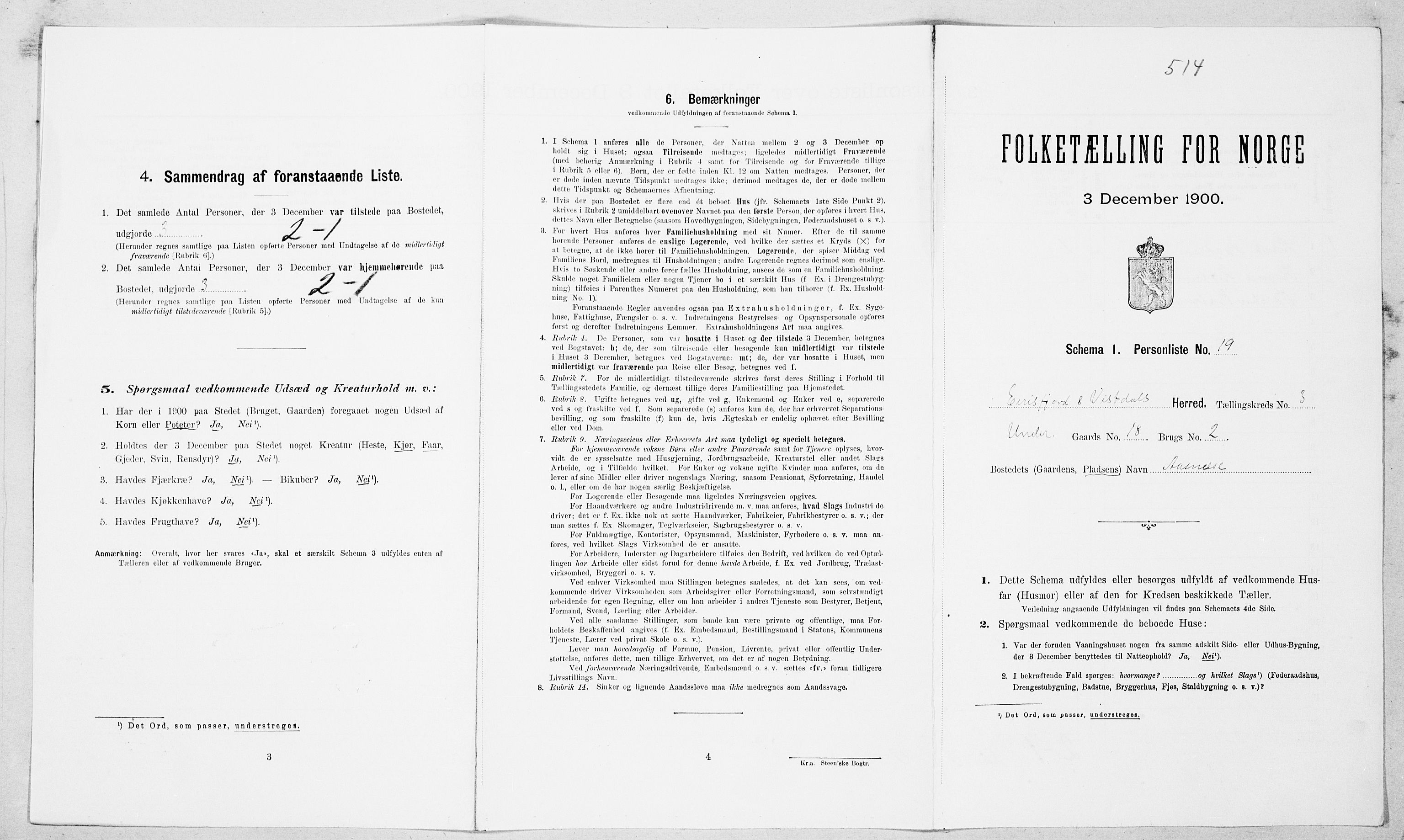 SAT, Folketelling 1900 for 1542 Eresfjord og Vistdal herred, 1900, s. 235