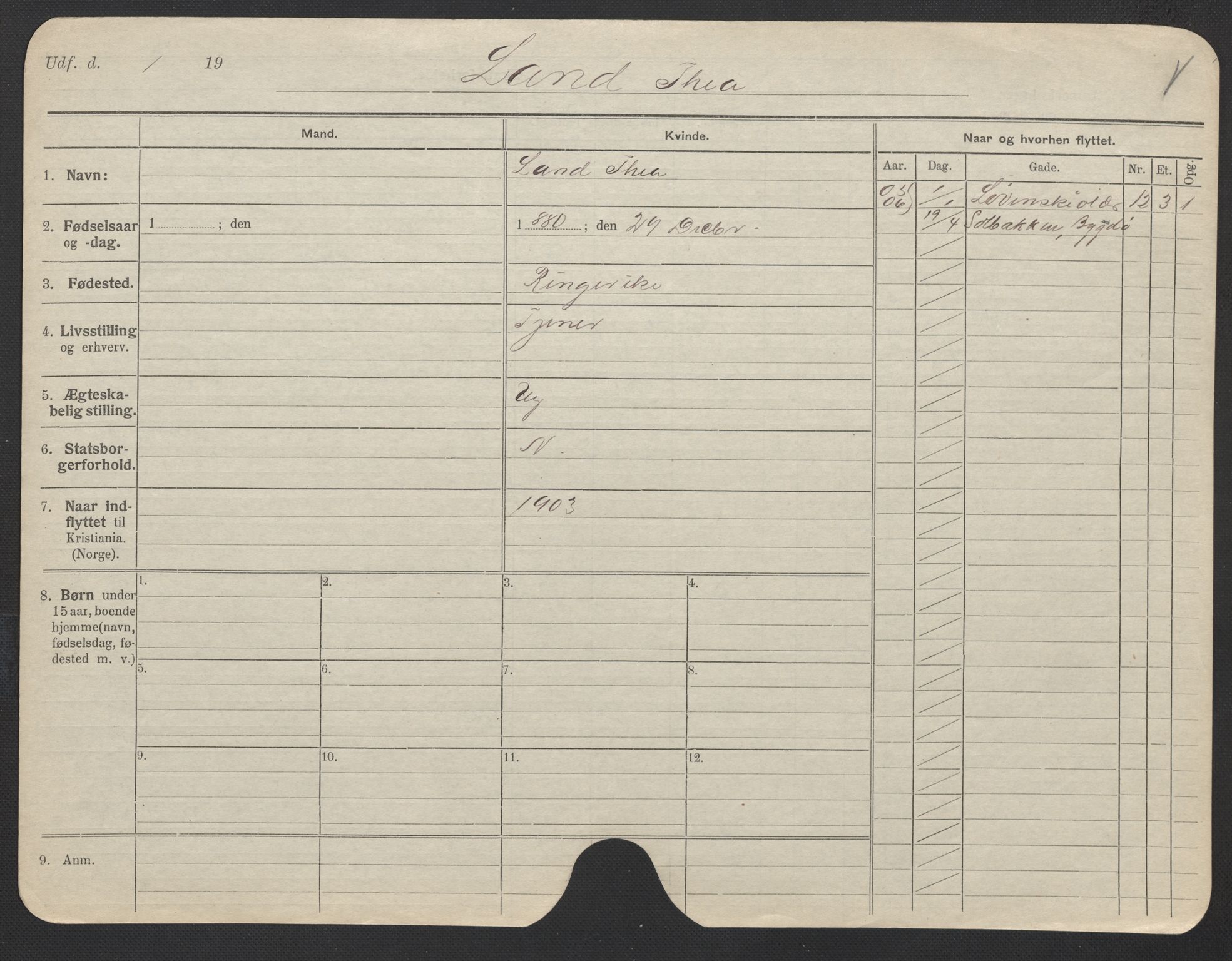 Oslo folkeregister, Registerkort, AV/SAO-A-11715/F/Fa/Fac/L0019: Kvinner, 1906-1914, s. 711a