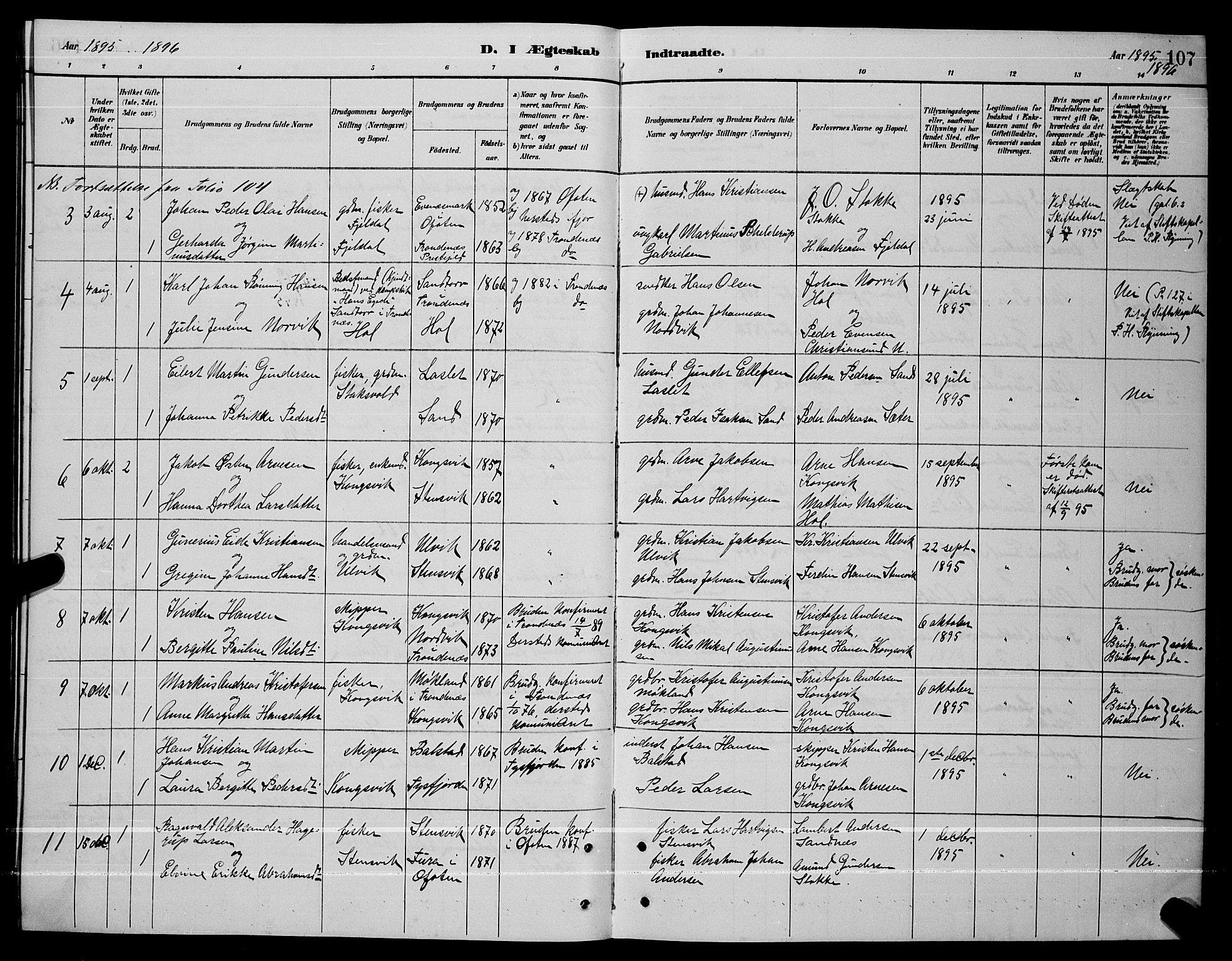 Ministerialprotokoller, klokkerbøker og fødselsregistre - Nordland, AV/SAT-A-1459/865/L0931: Klokkerbok nr. 865C03, 1885-1901, s. 107