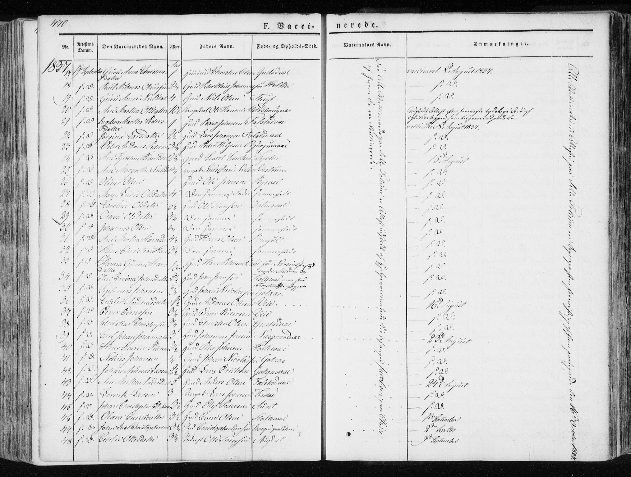 Ministerialprotokoller, klokkerbøker og fødselsregistre - Nord-Trøndelag, AV/SAT-A-1458/717/L0154: Ministerialbok nr. 717A06 /1, 1836-1849, s. 470