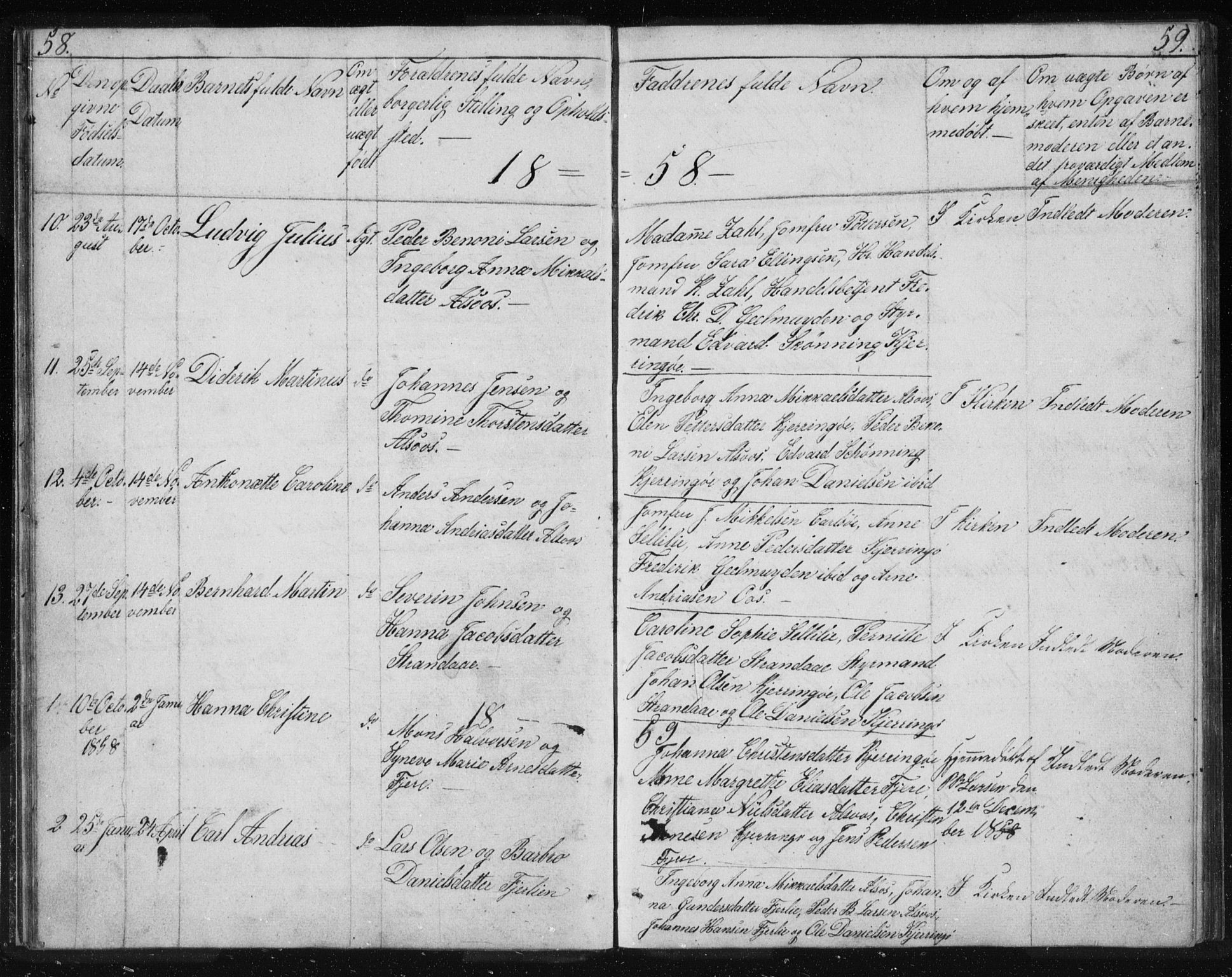 Ministerialprotokoller, klokkerbøker og fødselsregistre - Nordland, SAT/A-1459/803/L0074: Klokkerbok nr. 803C01, 1845-1866, s. 58-59