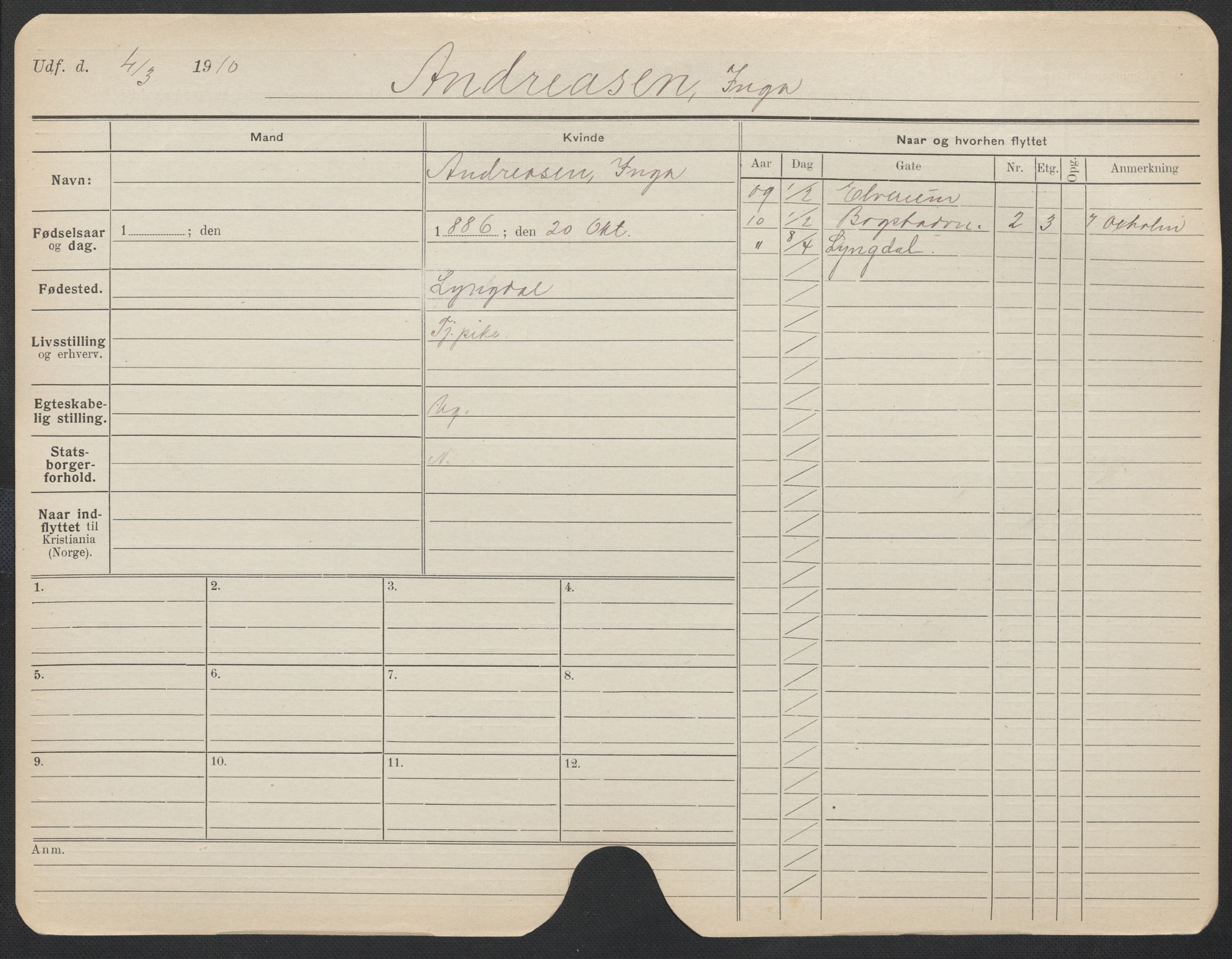 Oslo folkeregister, Registerkort, SAO/A-11715/F/Fa/Fac/L0012: Kvinner, 1906-1914, s. 775a