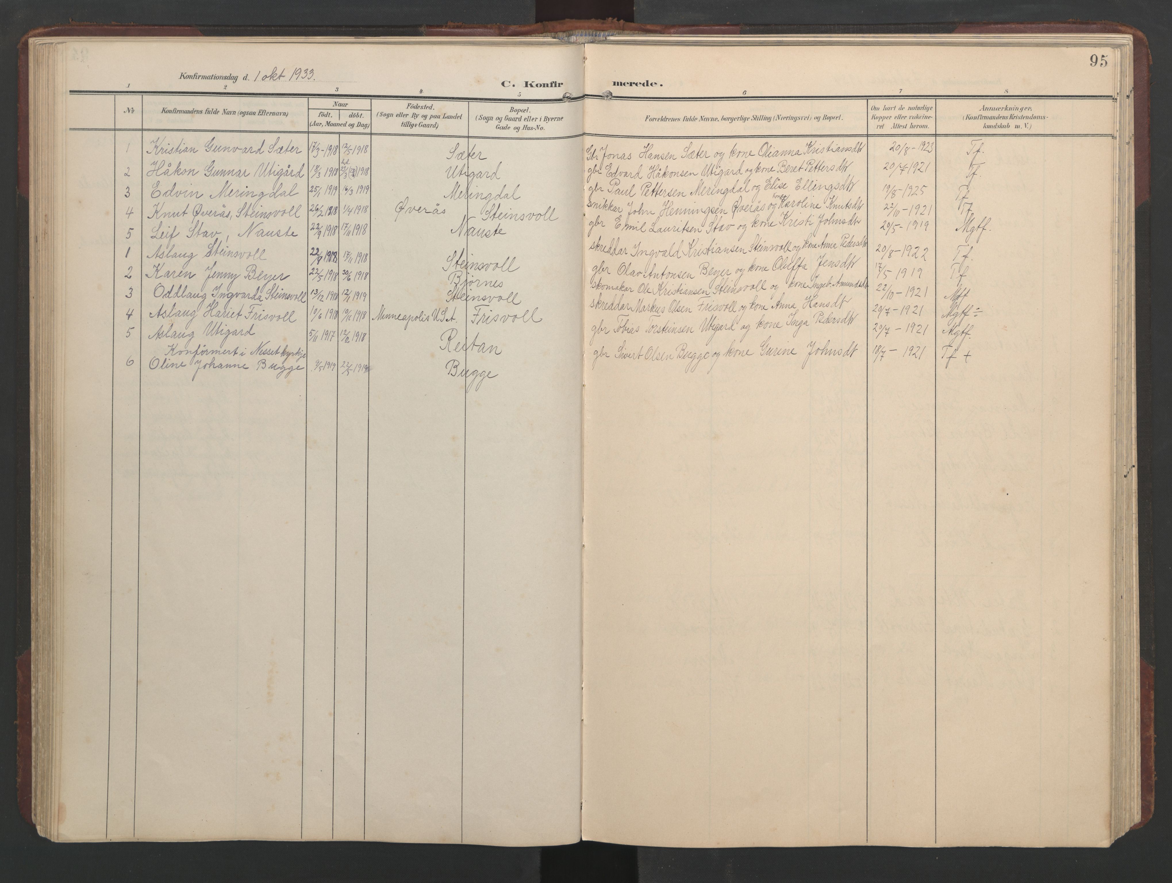 Ministerialprotokoller, klokkerbøker og fødselsregistre - Møre og Romsdal, AV/SAT-A-1454/552/L0639: Klokkerbok nr. 552C02, 1903-1960, s. 95