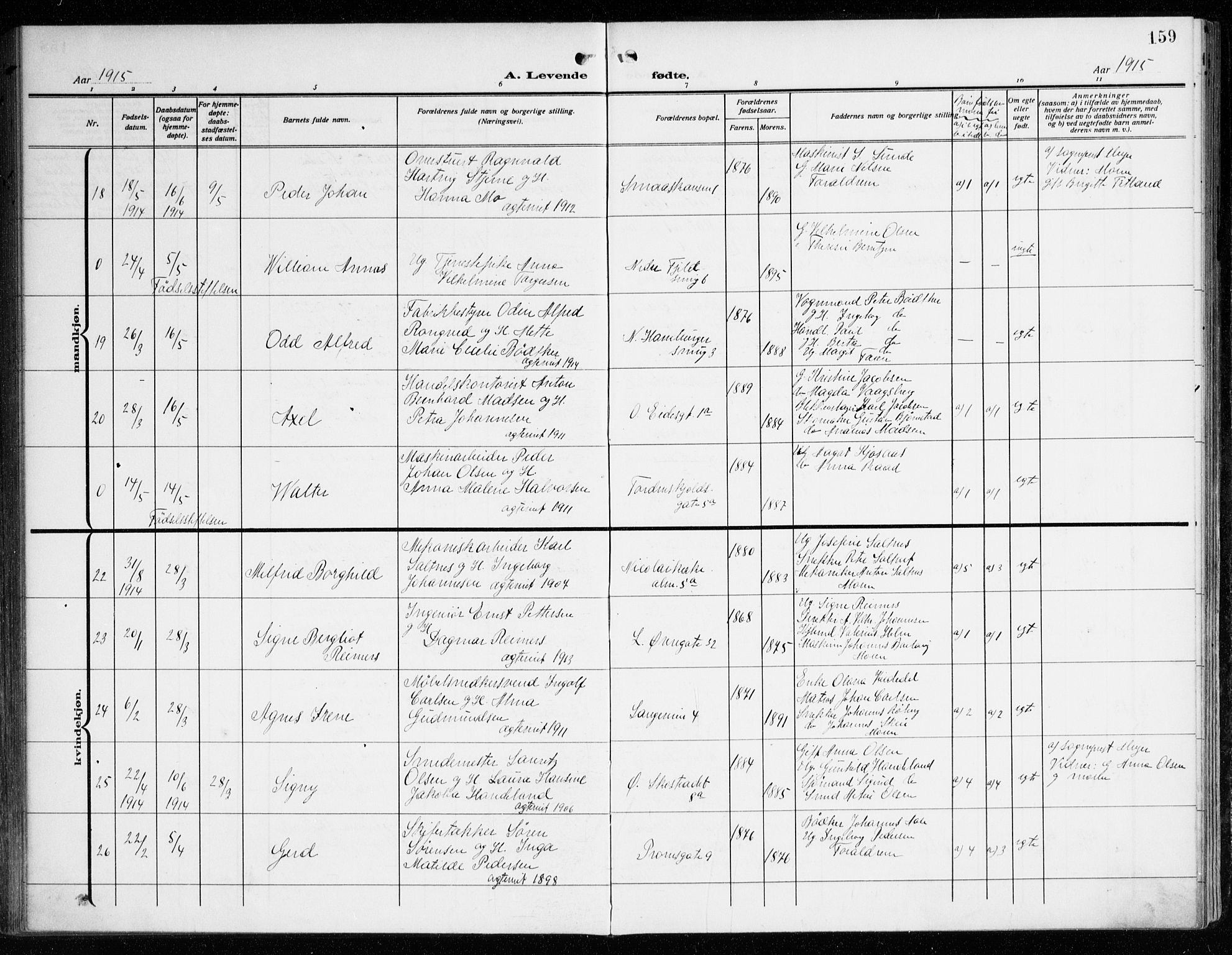 Korskirken sokneprestembete, AV/SAB-A-76101/H/Haa: Ministerialbok nr. B 10, 1909-1923, s. 159
