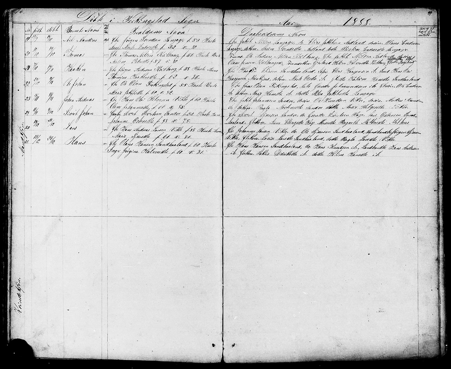 Skudenes sokneprestkontor, AV/SAST-A -101849/H/Ha/Hab/L0006: Klokkerbok nr. B 6, 1874-1908, s. 39