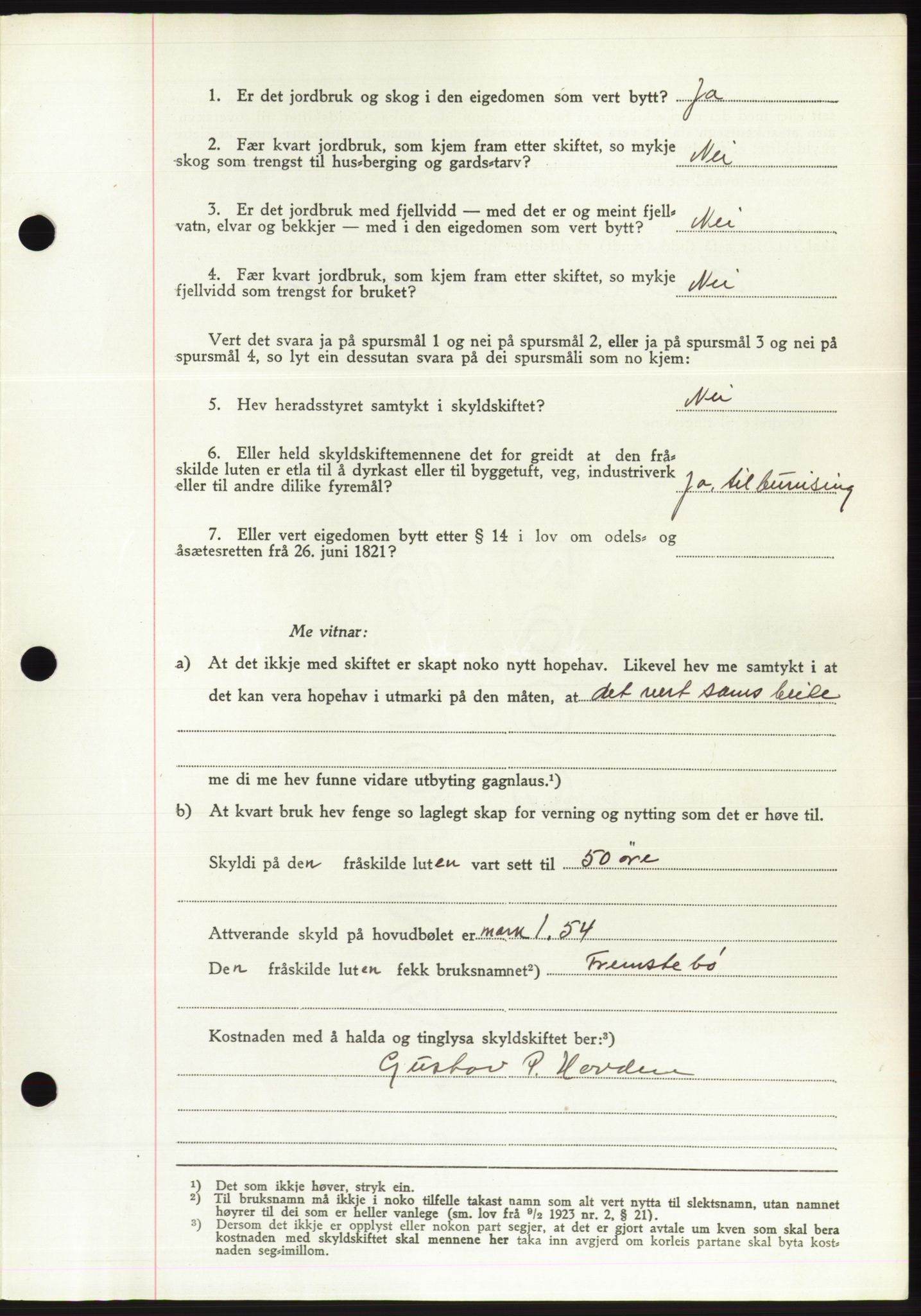 Søre Sunnmøre sorenskriveri, AV/SAT-A-4122/1/2/2C/L0075: Pantebok nr. 1A, 1943-1943, Dagboknr: 895/1943