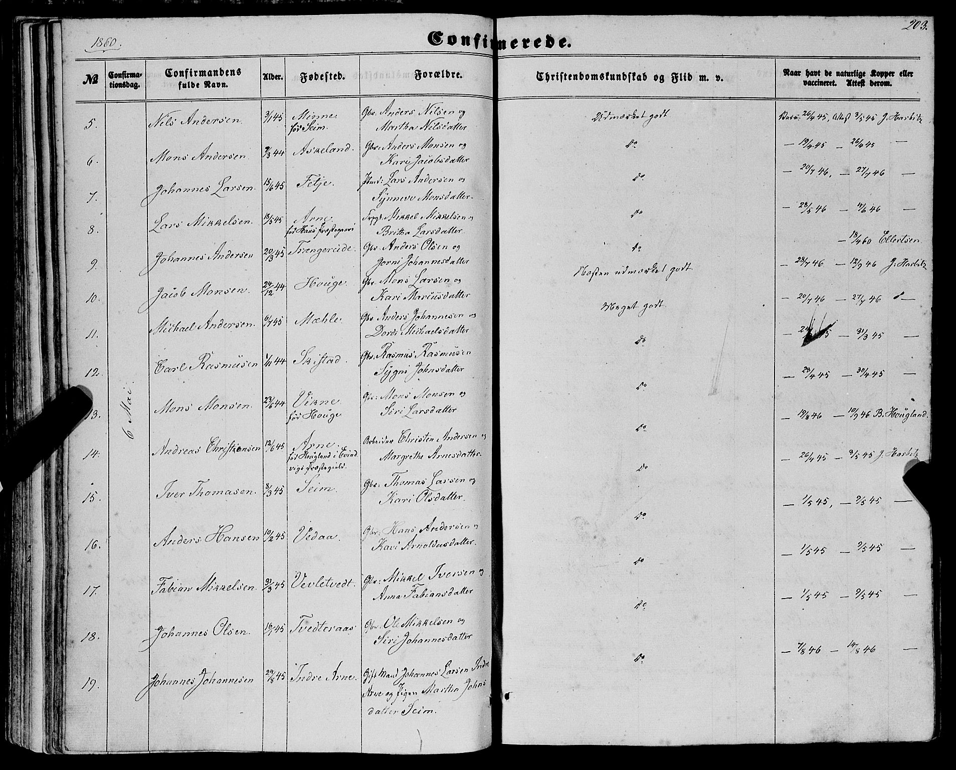 Haus sokneprestembete, AV/SAB-A-75601/H/Haa: Ministerialbok nr. A 17, 1858-1870, s. 203