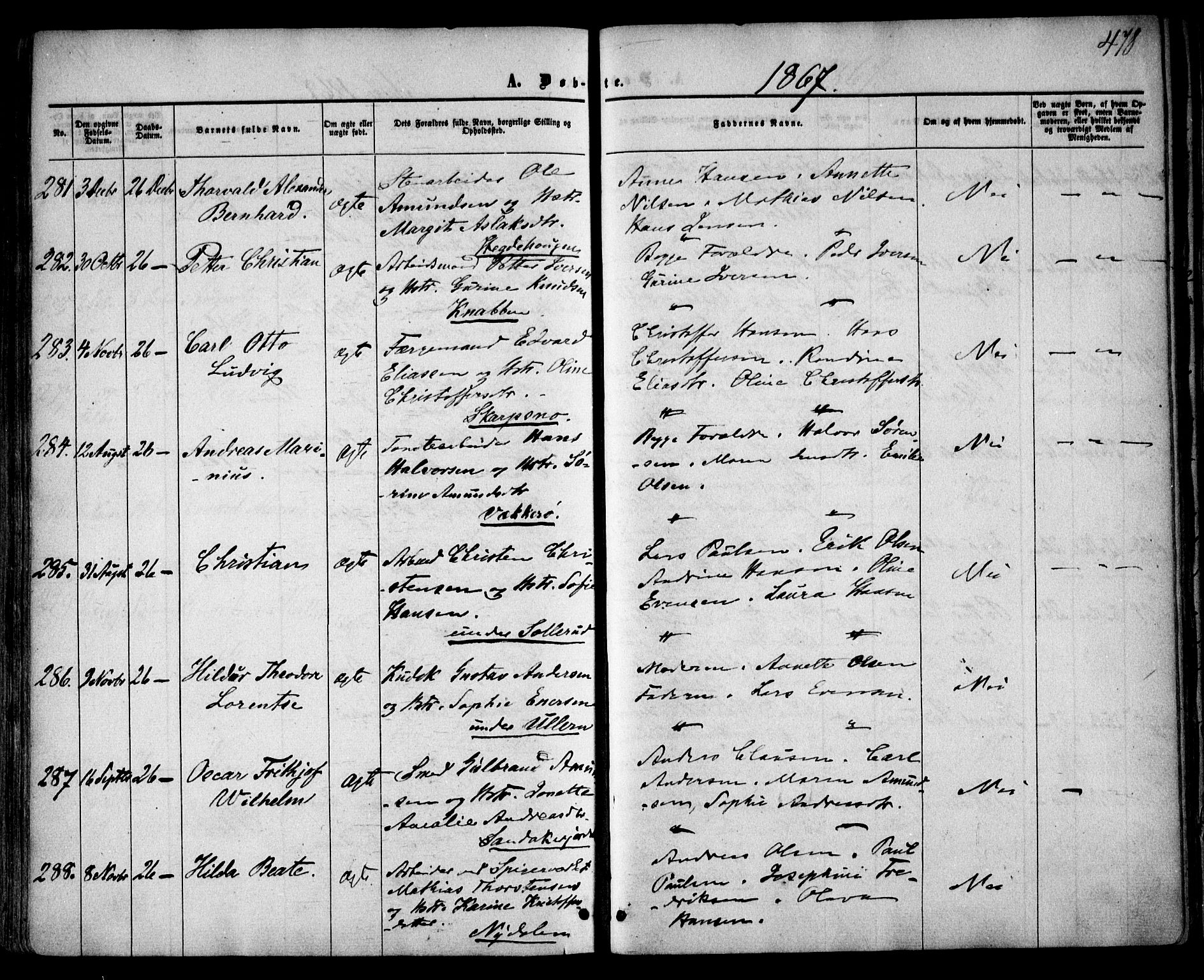 Vestre Aker prestekontor Kirkebøker, AV/SAO-A-10025/F/Fa/L0003: Ministerialbok nr. 3, 1857-1868, s. 478
