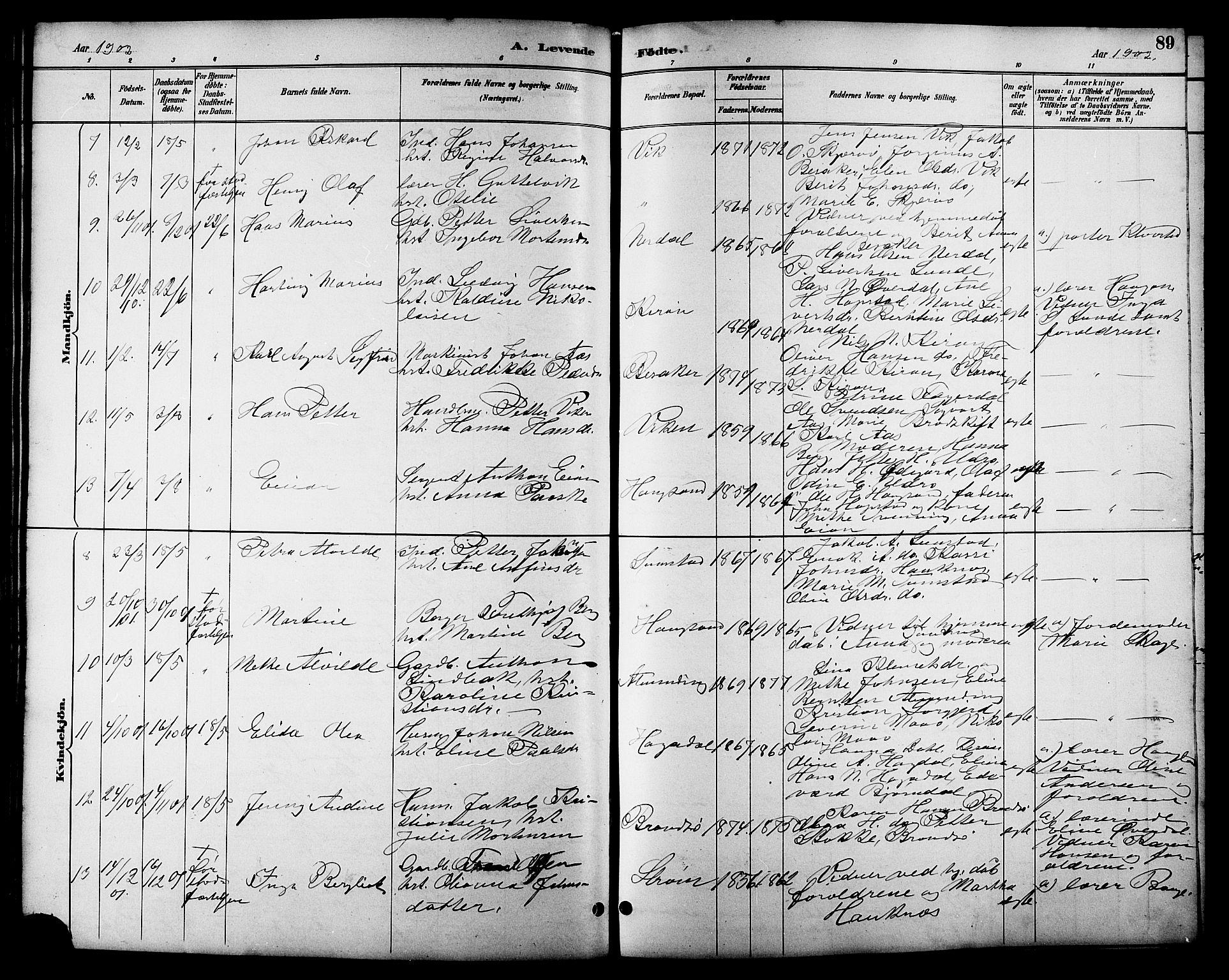 Ministerialprotokoller, klokkerbøker og fødselsregistre - Sør-Trøndelag, SAT/A-1456/657/L0716: Klokkerbok nr. 657C03, 1889-1904, s. 89