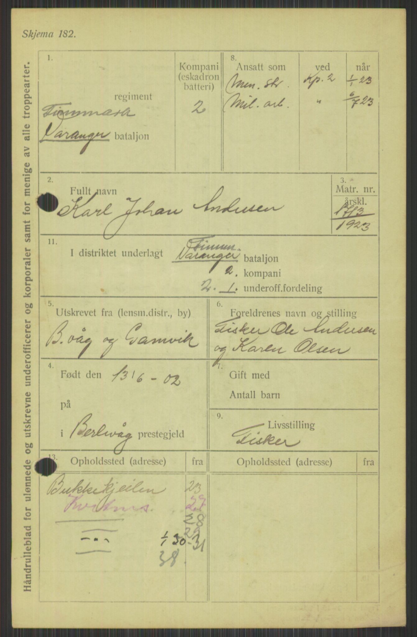 Forsvaret, Varanger bataljon, AV/RA-RAFA-2258/1/D/L0440: Rulleblad for fødte 1892-1912, 1892-1912, s. 649