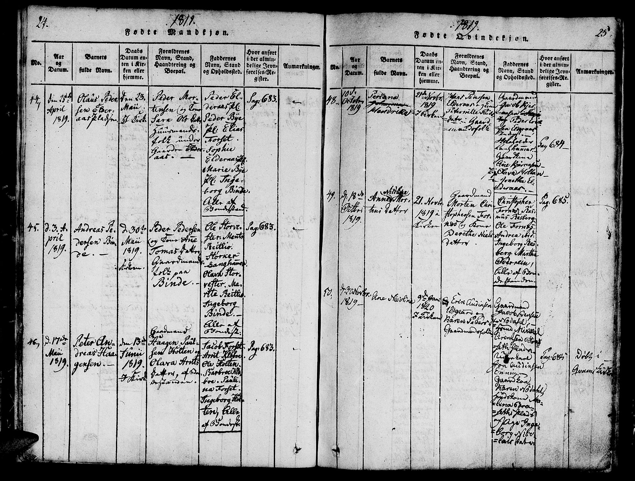 Ministerialprotokoller, klokkerbøker og fødselsregistre - Nord-Trøndelag, AV/SAT-A-1458/746/L0441: Ministerialbok nr. 746A03 /1, 1816-1827, s. 24-25