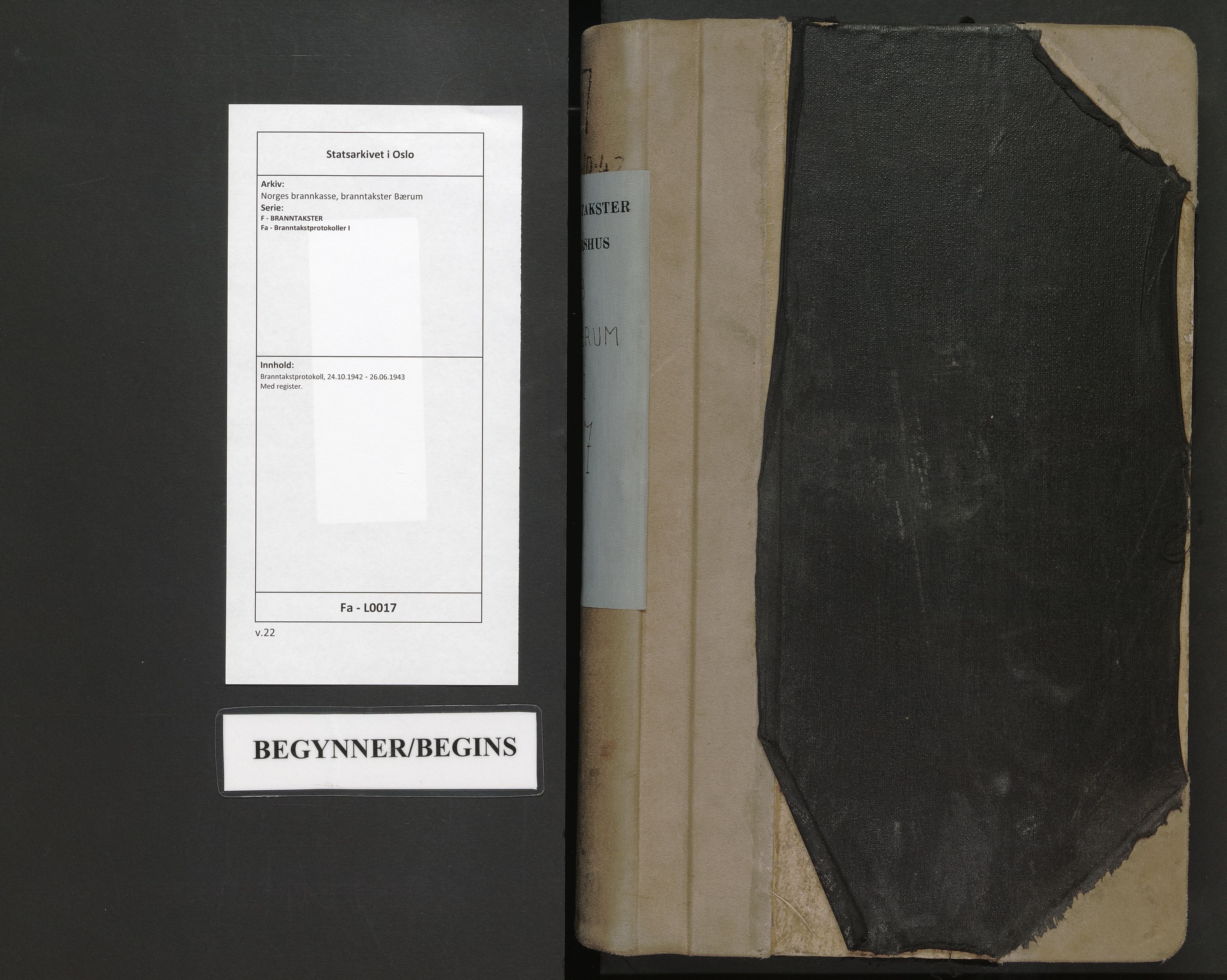 Norges brannkasse, branntakster Bærum, AV/SAO-A-11382/F/Fa/L0017: Branntakstprotokoll, 1942-1943