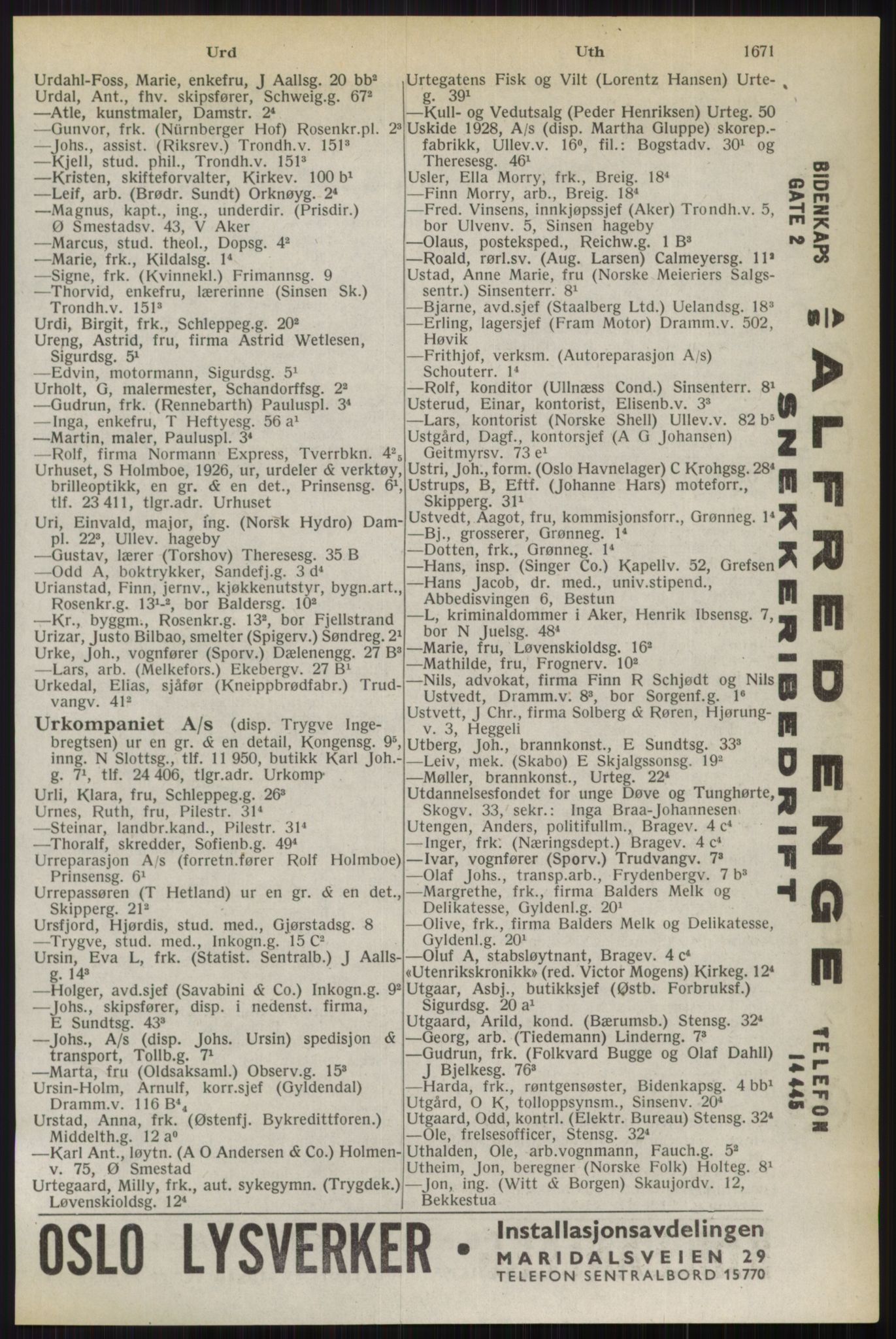 Kristiania/Oslo adressebok, PUBL/-, 1944, s. 1671