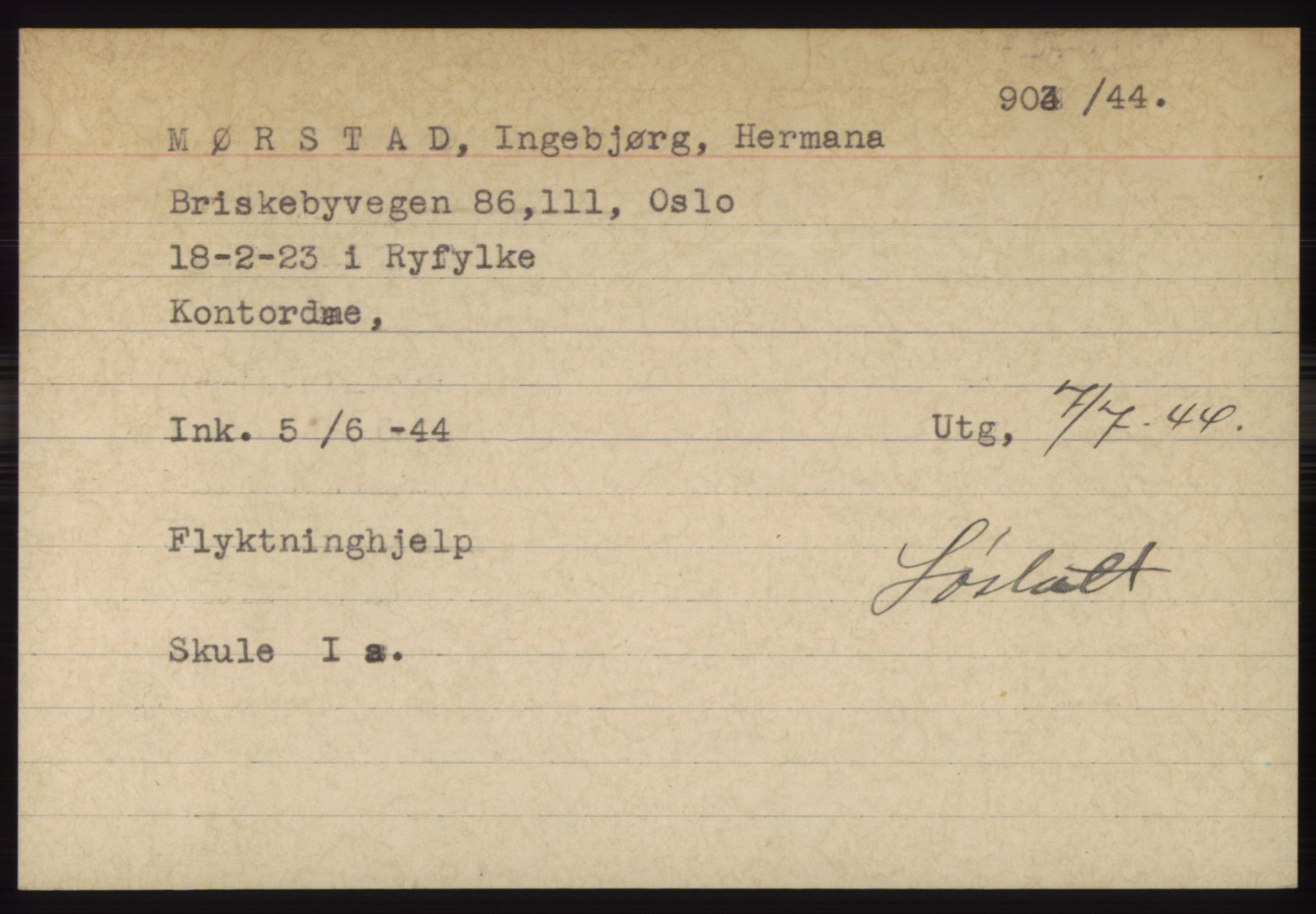 Statspolitiet - Hovedkontoret / Osloavdelingen, AV/RA-S-1329/C/Ck/Cke/L0004: Fangeregister; etternavn L - R, 1941-1945, s. 394