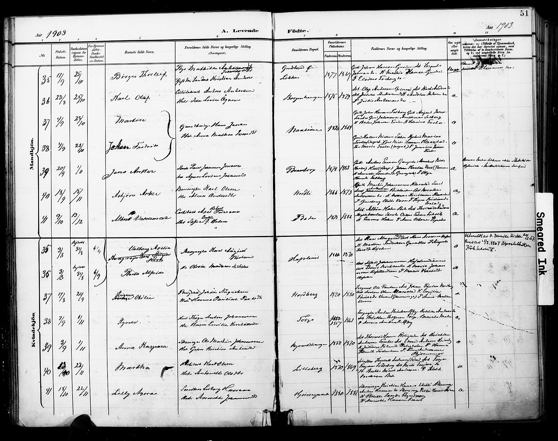 Skjeberg prestekontor Kirkebøker, AV/SAO-A-10923/F/Fa/L0010: Ministerialbok nr. I 10, 1898-1911, s. 51
