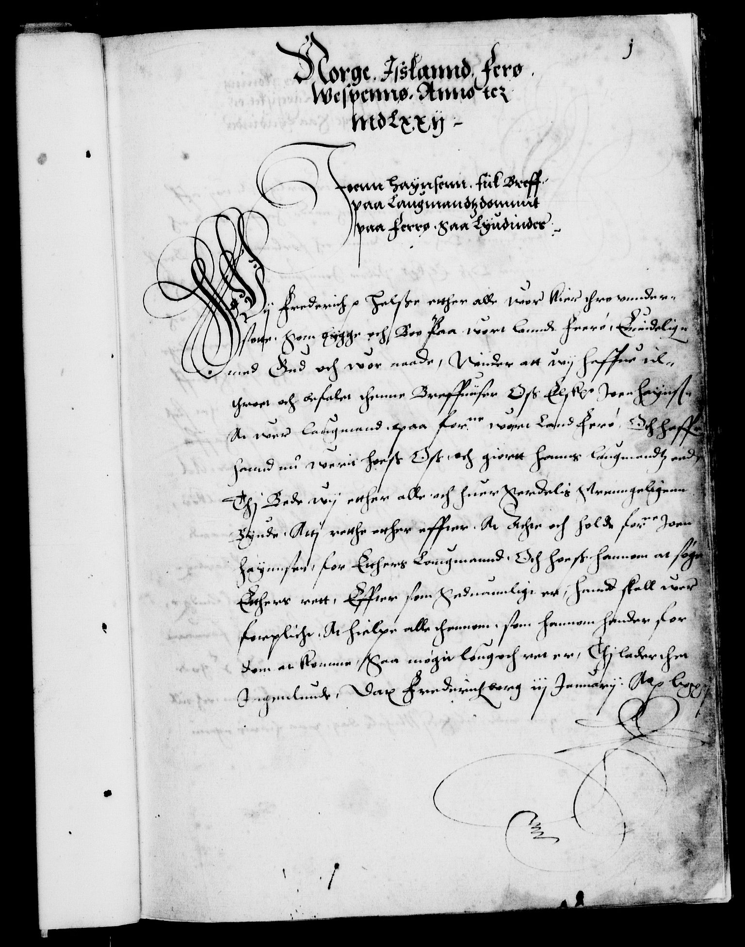 Danske Kanselli 1572-1799, AV/RA-EA-3023/F/Fc/Fca/Fcaa/L0001: Norske registre (mikrofilm), 1572-1588, s. 1a