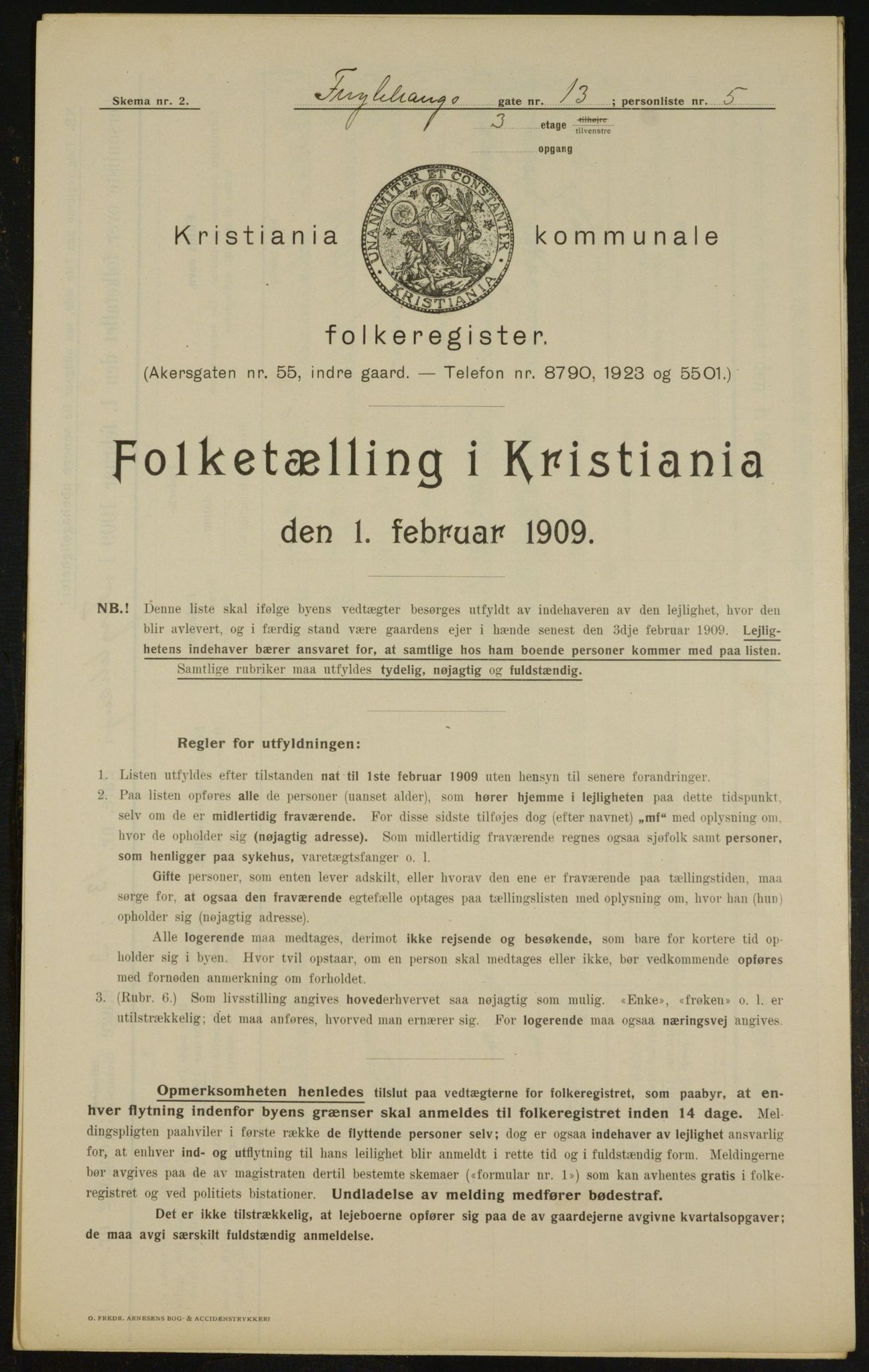 OBA, Kommunal folketelling 1.2.1909 for Kristiania kjøpstad, 1909, s. 25910