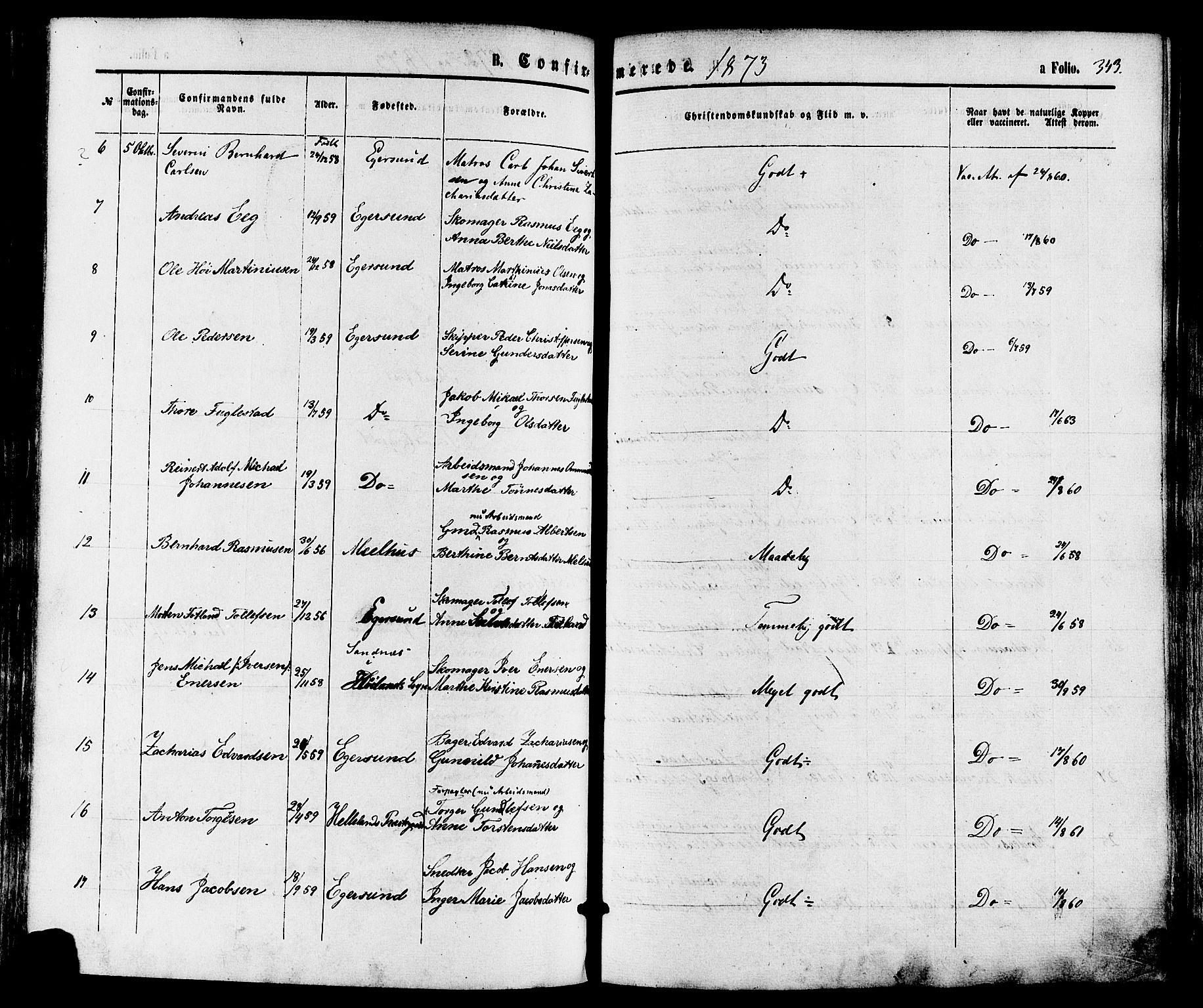 Eigersund sokneprestkontor, AV/SAST-A-101807/001/30/30BA/L0014: Ministerialbok nr. A 13, 1866-1878, s. 343