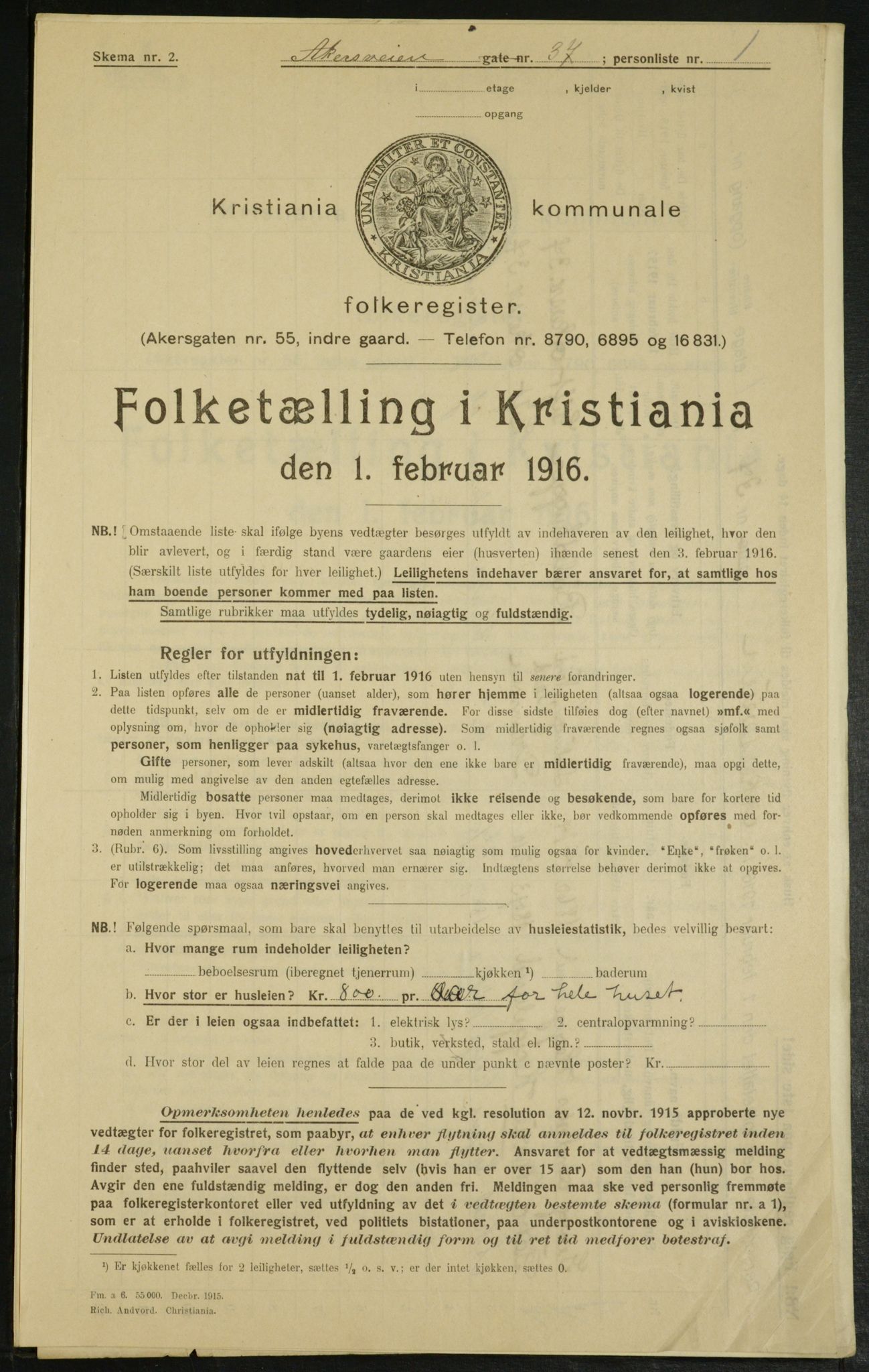 OBA, Kommunal folketelling 1.2.1916 for Kristiania, 1916, s. 961