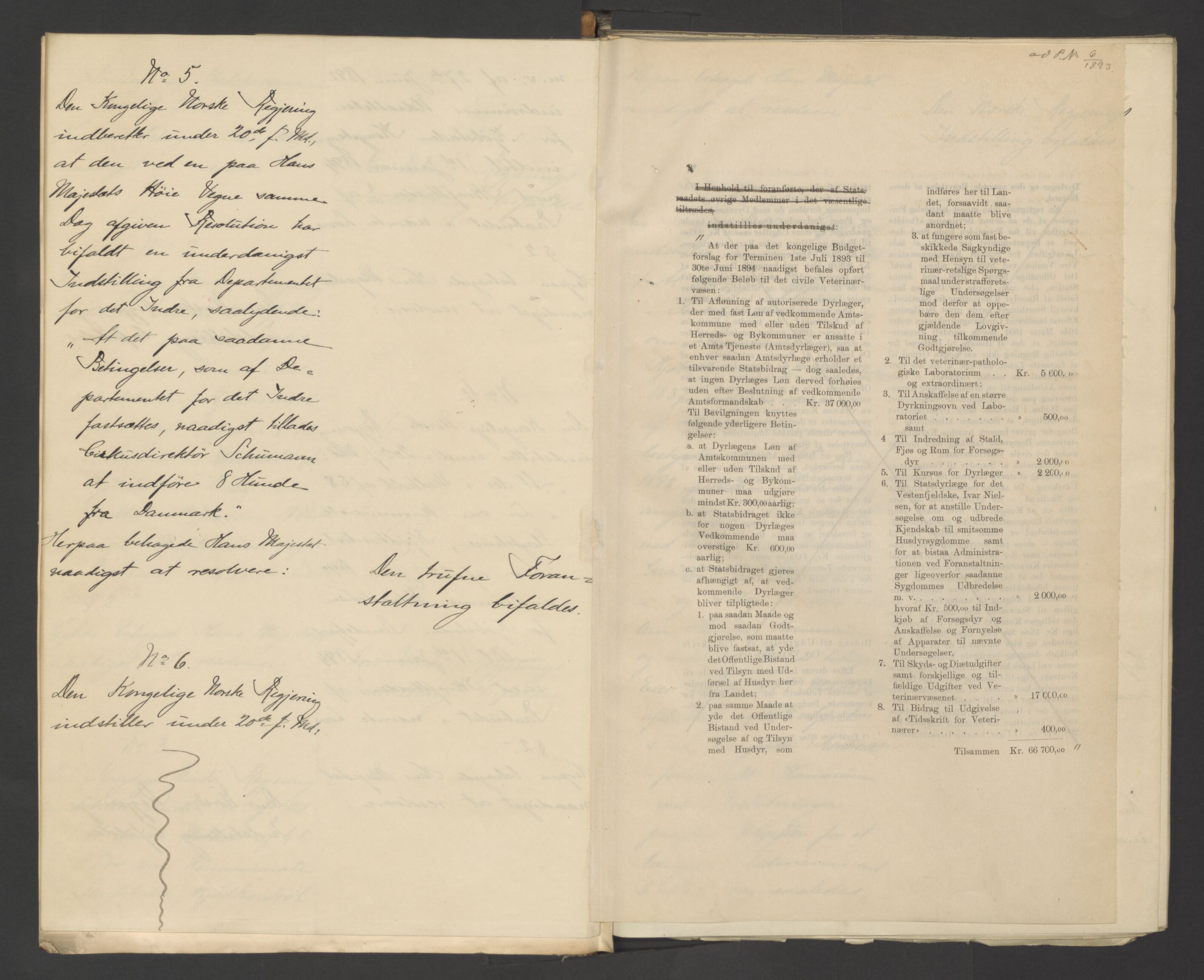 Statsrådssekretariatet, AV/RA-S-1001/A/Ab/L0161: Kgl. res. nr. 1-1231, 1. halvår, 1893