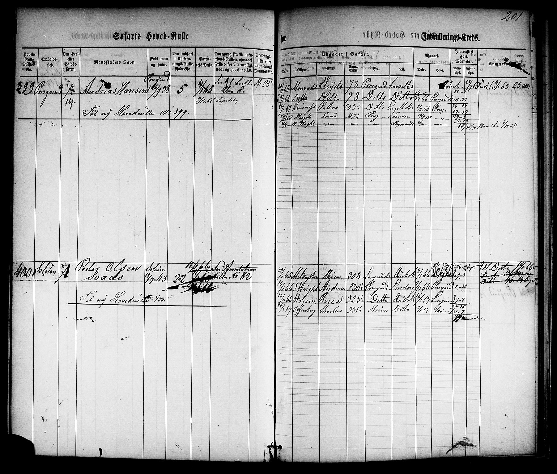 Porsgrunn innrulleringskontor, AV/SAKO-A-829/F/Fc/L0001: Hovedrulle, 1860-1870, s. 227