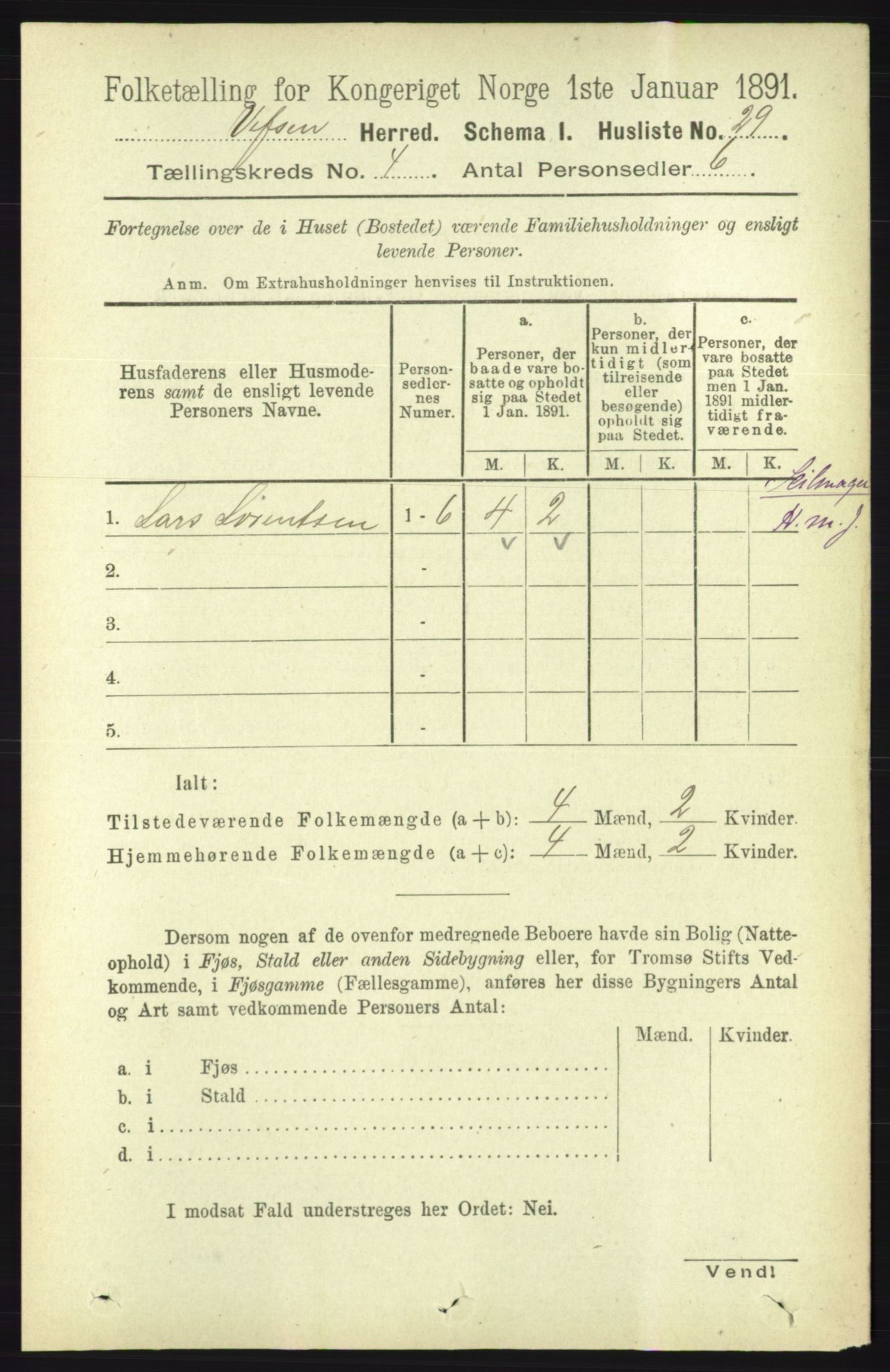 RA, Folketelling 1891 for 1824 Vefsn herred, 1891, s. 1591