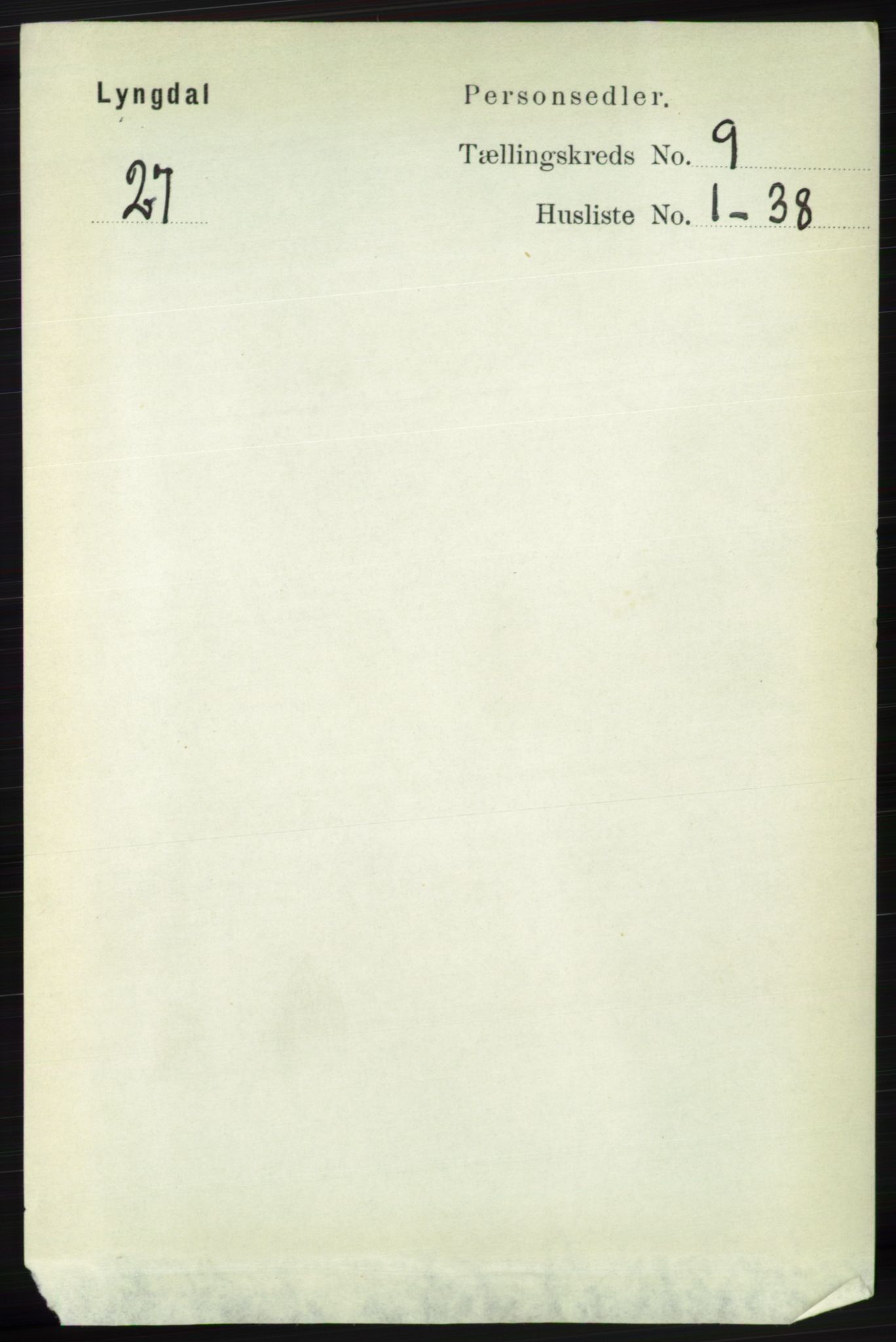 RA, Folketelling 1891 for 1032 Lyngdal herred, 1891, s. 3699