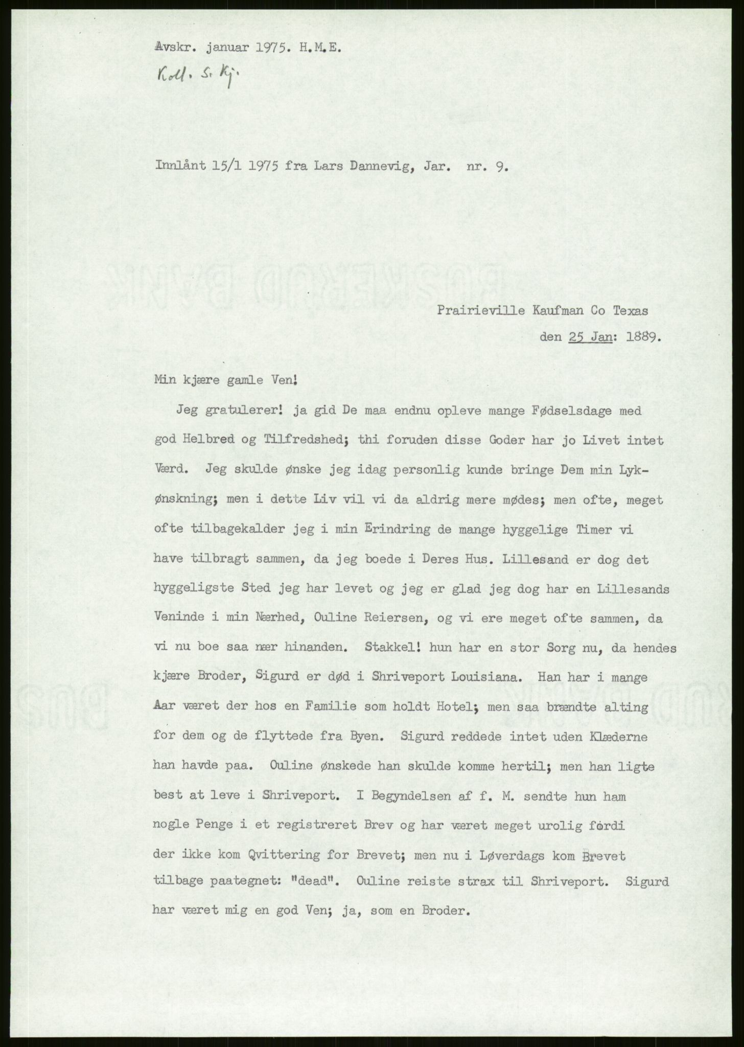 Samlinger til kildeutgivelse, Amerikabrevene, AV/RA-EA-4057/F/L0027: Innlån fra Aust-Agder: Dannevig - Valsgård, 1838-1914, s. 87