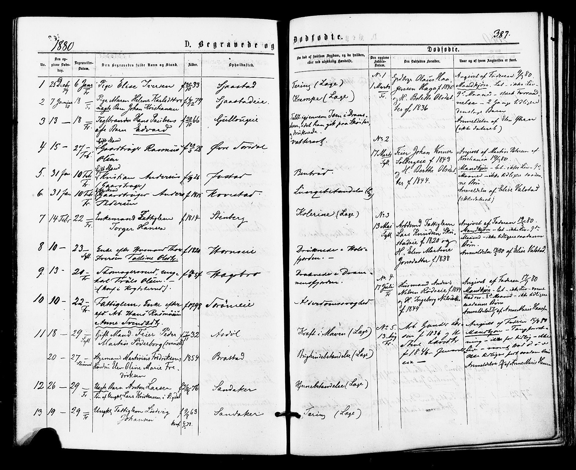 Lier kirkebøker, AV/SAKO-A-230/F/Fa/L0014: Ministerialbok nr. I 14, 1875-1882, s. 387