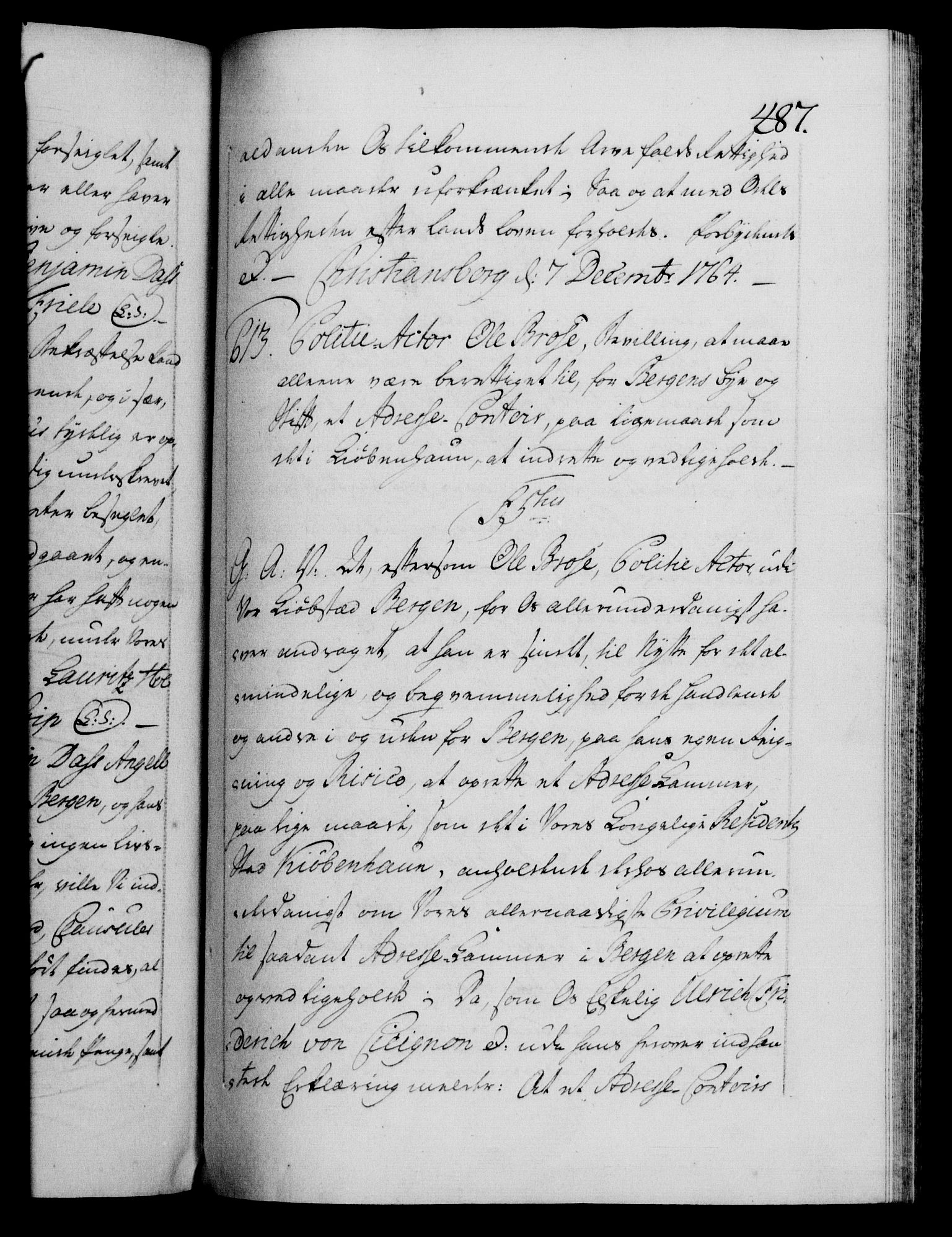 Danske Kanselli 1572-1799, RA/EA-3023/F/Fc/Fca/Fcaa/L0042: Norske registre, 1763-1766, s. 487a