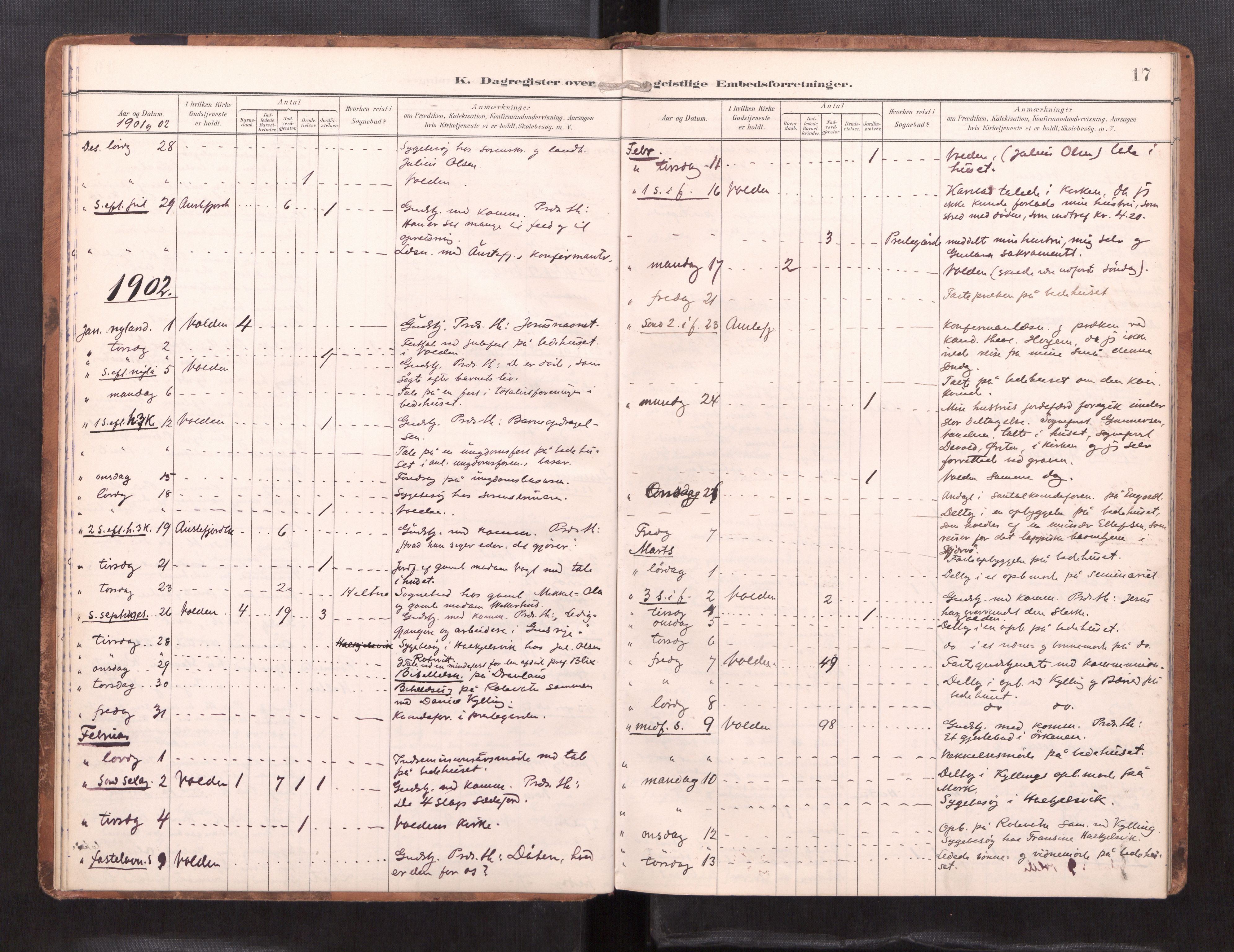 Ministerialprotokoller, klokkerbøker og fødselsregistre - Møre og Romsdal, AV/SAT-A-1454/511/L0146: Dagsregister nr. 511---, 1896-1919, s. 17