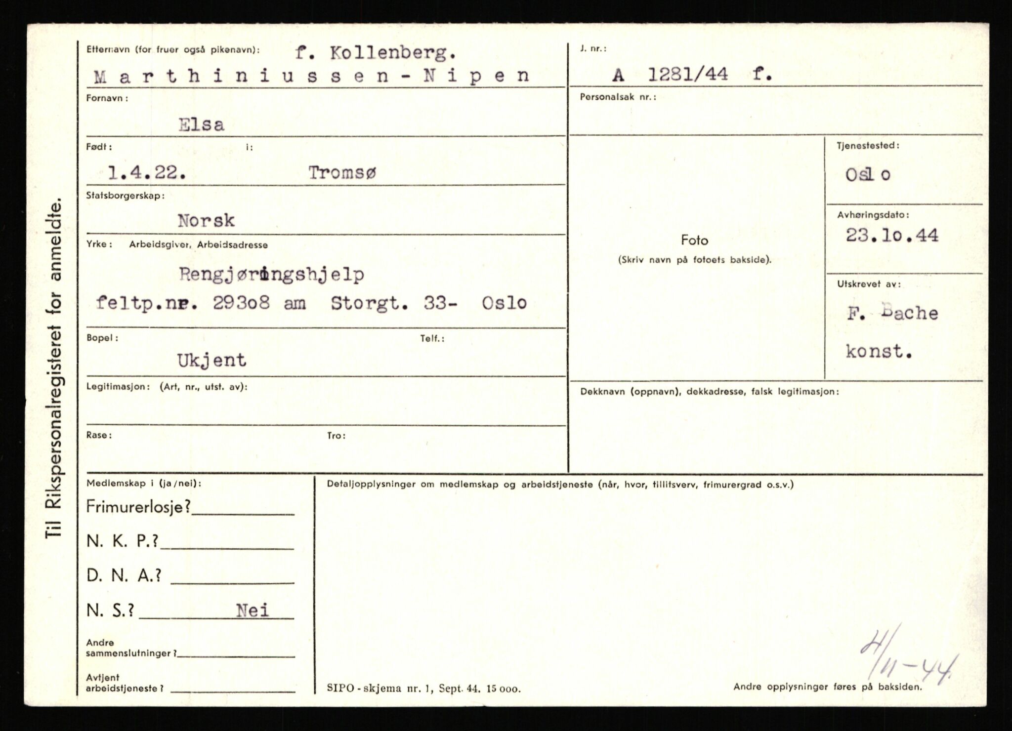 Statspolitiet - Hovedkontoret / Osloavdelingen, AV/RA-S-1329/C/Ca/L0011: Molberg - Nøstvold, 1943-1945, s. 3406