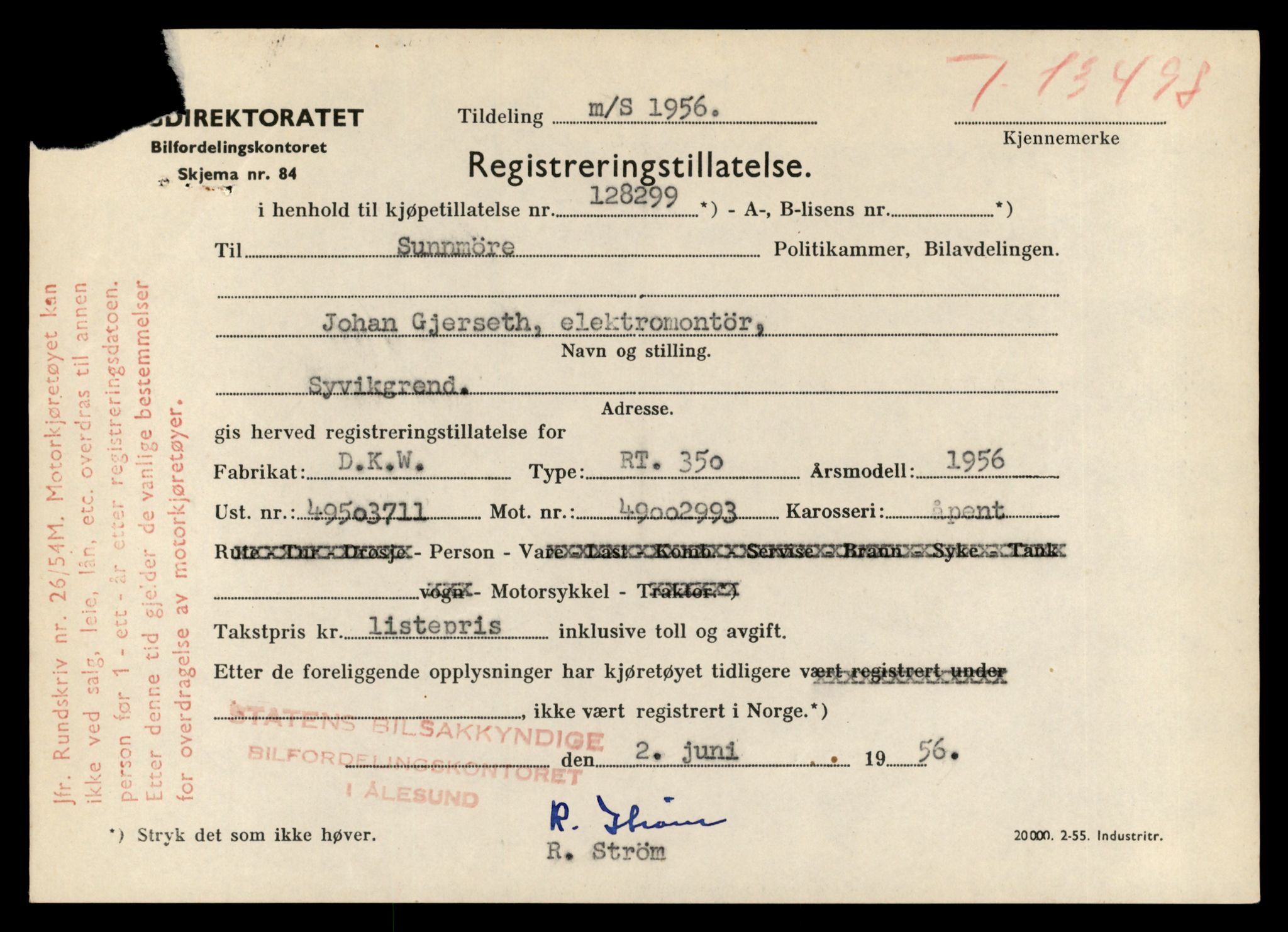 Møre og Romsdal vegkontor - Ålesund trafikkstasjon, AV/SAT-A-4099/F/Fe/L0039: Registreringskort for kjøretøy T 13361 - T 13530, 1927-1998, s. 2439