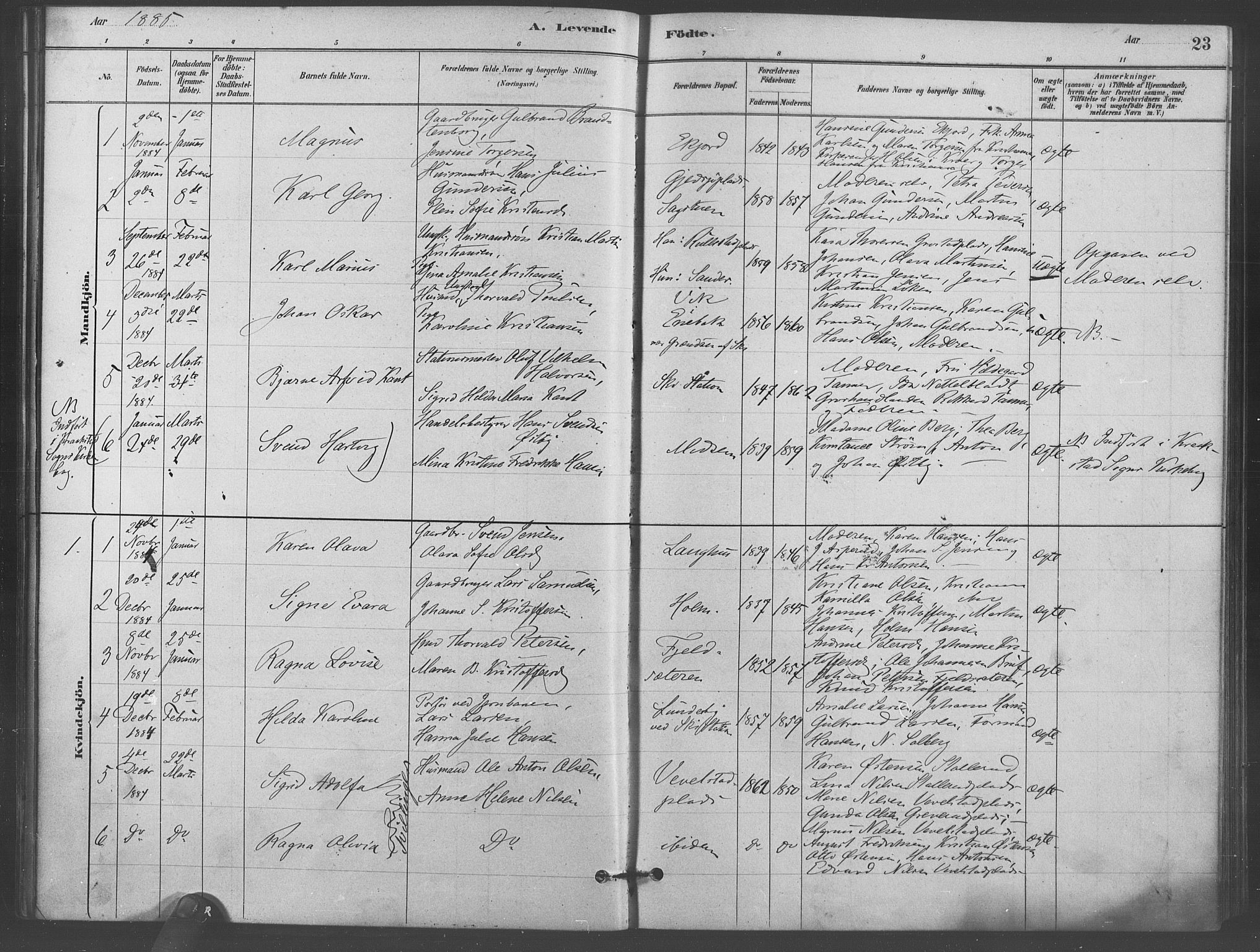 Kråkstad prestekontor Kirkebøker, AV/SAO-A-10125a/F/Fb/L0001: Ministerialbok nr. II 1, 1880-1892, s. 23